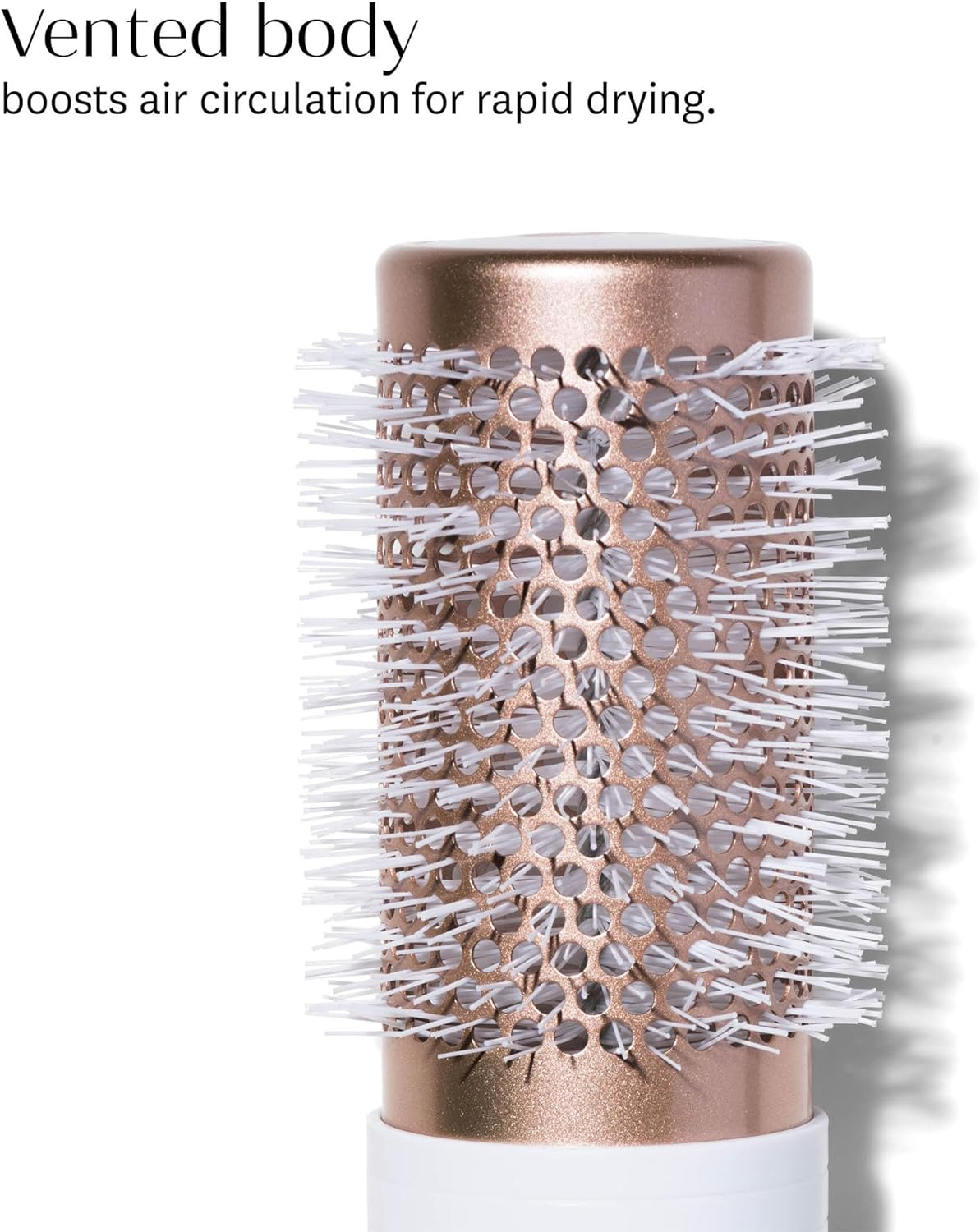 T3 Volume round Hair Brush Ceramiccoated Barrel Vented round Brush for Blow Drying Heat Resistant Bristles, White/Rose Gold image number 2