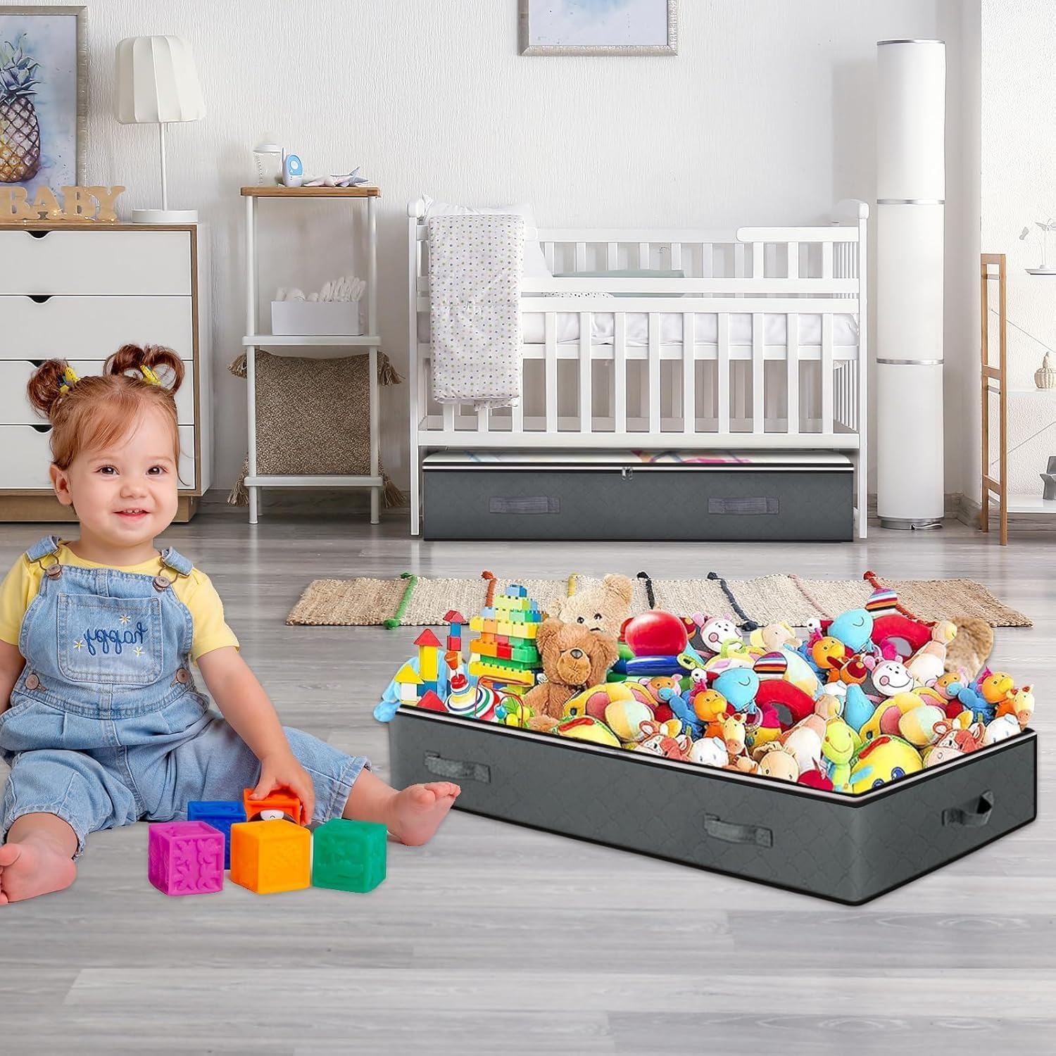 90L Underbed Storage Containers, 4 Pack Reinforced Handle Closet Organizers and Storage Bins, Foldable Underbed Bags for Blankets, Towels, Comforter, Sweaters, Pillows, Linen Sheets image number 6