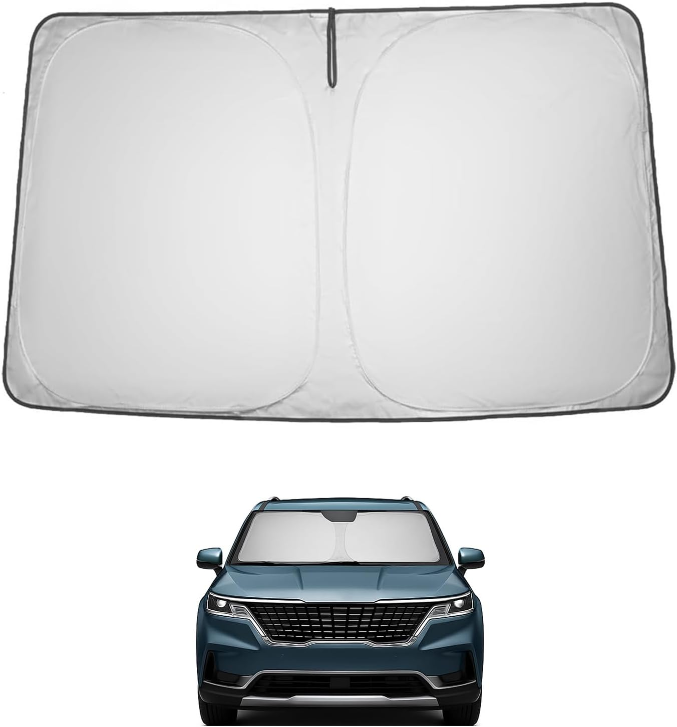 Proadsy 2025 Upgrade Windshield Sun Shade Custom Fit Kia Carnival 2022-2024 2025 4-Layer Foldable Front Sunshade Protector Sun Visor Blocks UV Rays Keep Car Cooler Accessories image number 5