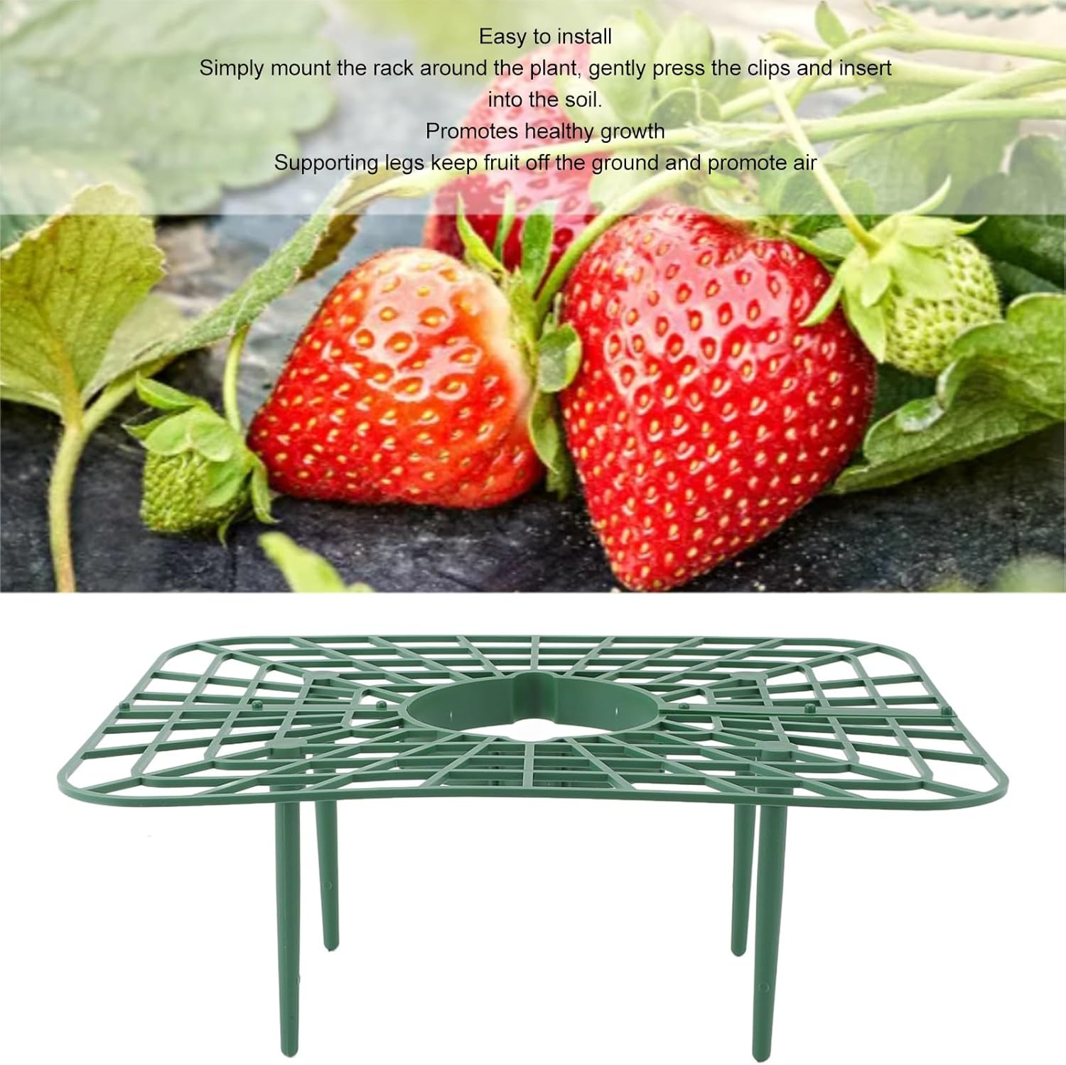 10 Packs Square Strawberry Supports, Strawberry Growing Rack, Detachable PP Waterproof Reusable Strawberry Planting Stand for Soil Planting Indoor Pots image number 4
