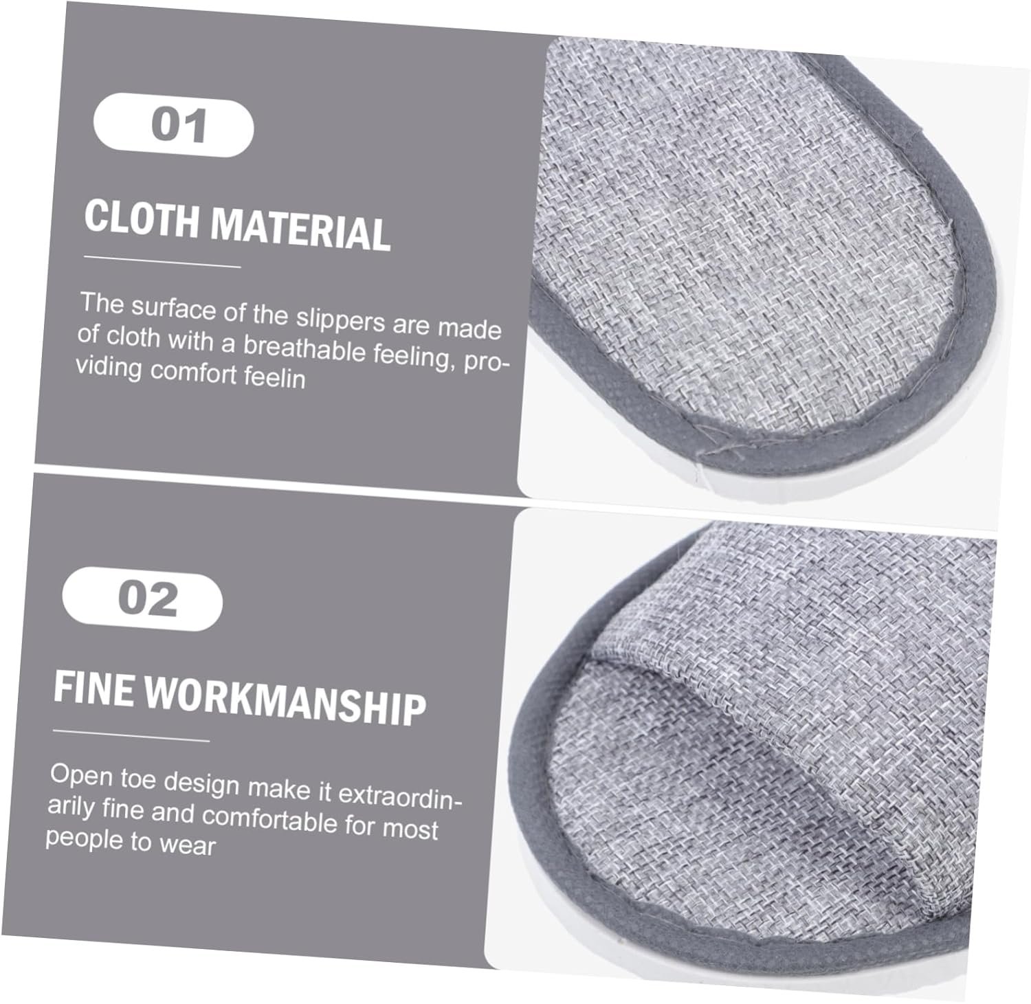 BIUDECO 6 Pairs Open Toe Travel Slippers with Skid Sole Disposable Lightweight Footwear for Hotel Spa and Bathroom Use Comfortable Non Slip House Shoes image number 4