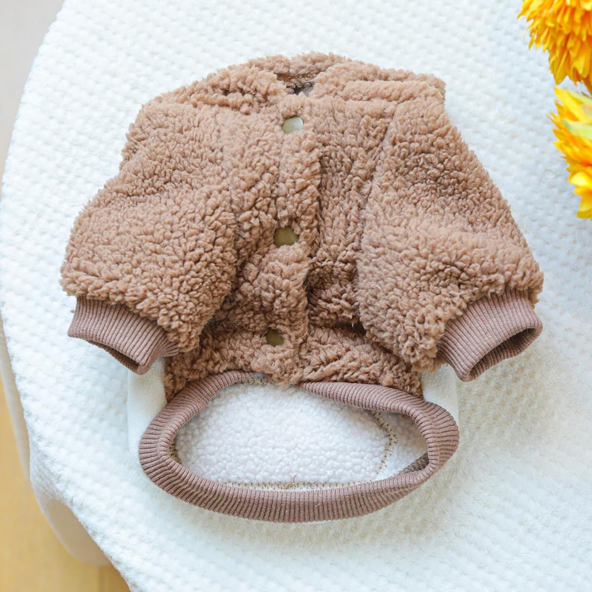 Fuzzy Dog Clothes for Small Doggie Hoodie Thermal Coat Doggie Clothes for Puppy Boy Girl Dog Jacket Sweater Outfit (Coffee, M) image number 4