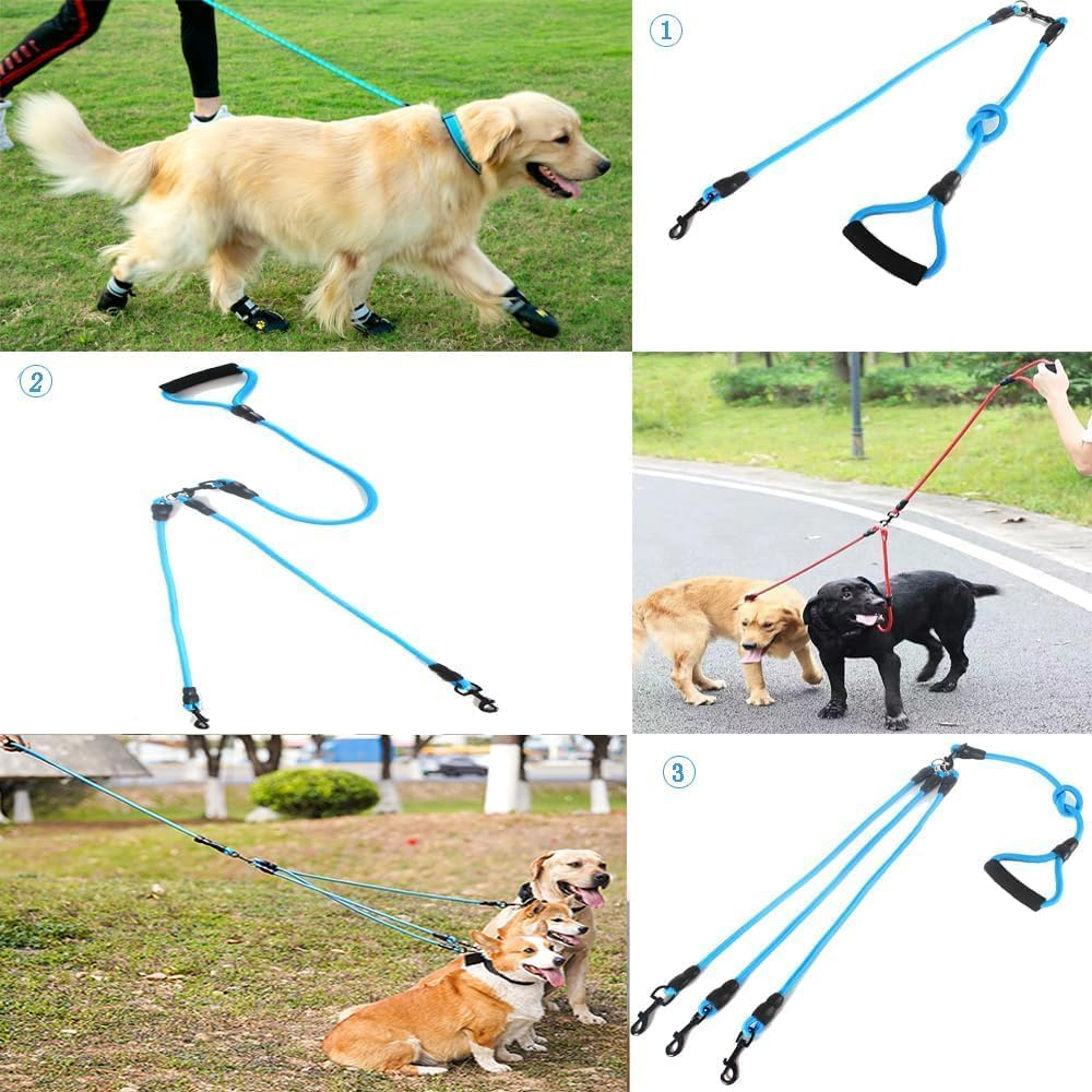 3 in 1 Durable Nylon Dog Leash with Padded Handle, 360&deg; Swivel No Tangle Climbing Rope Removable Pet Traction Rope (Blue, S) image number 5