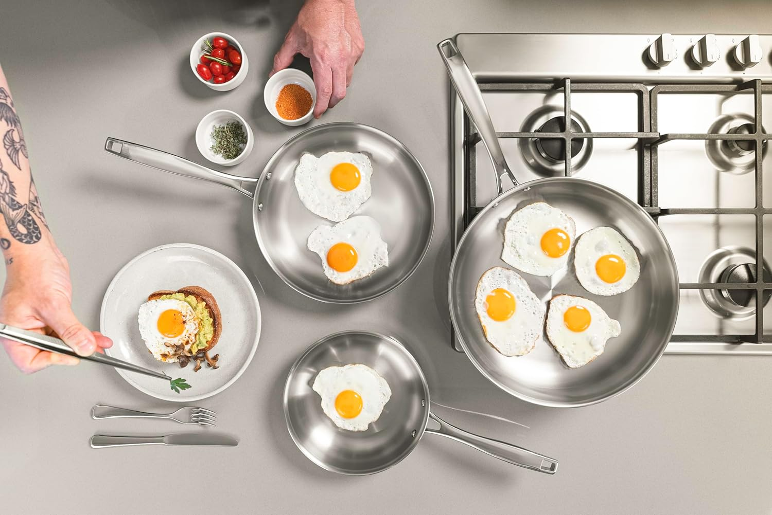 Tramontina Grano Stainless Steel Shallow Frying Pan with Tri-Ply Body, 20 Cm Diameter image number 6