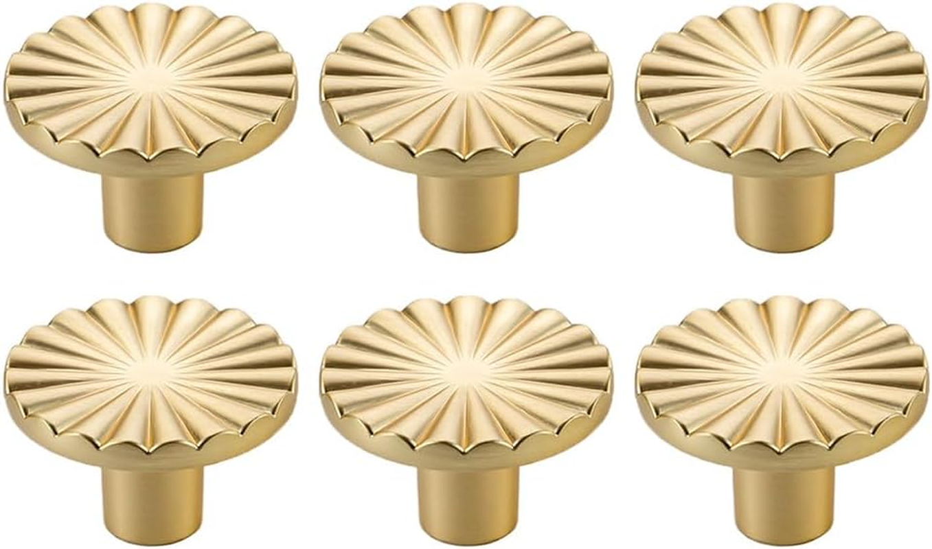 15 Pack Gold Drawer Knobs 1.18 Inch 30Mm Cabinet Knobs Zinc Alloy Brushed Gold Pulls and Knobs for Dresser Drawers Fanshaped Style Cupboard Knob with Screws Furniture Hardware
