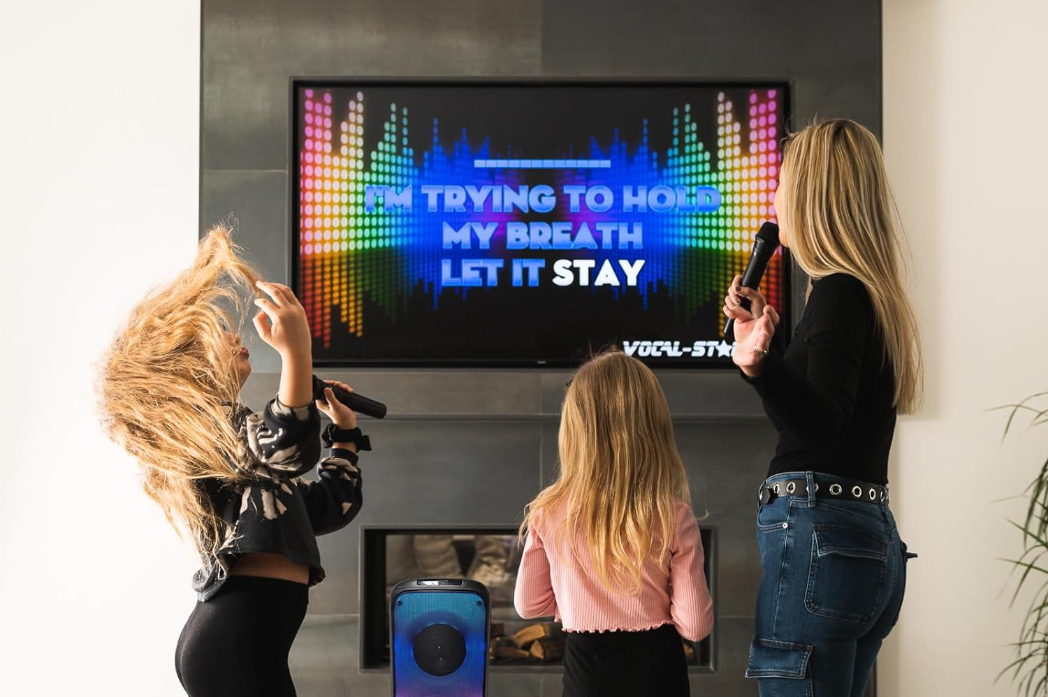 Vocal-Star Portable Karaoke Machine with Bluetooth, 2 Microphones, 100W Speaker, 6 Dazzling LED Full Speaker Lights Effects, Records Vocals, TWS, AUX, Rechargeable image number 4