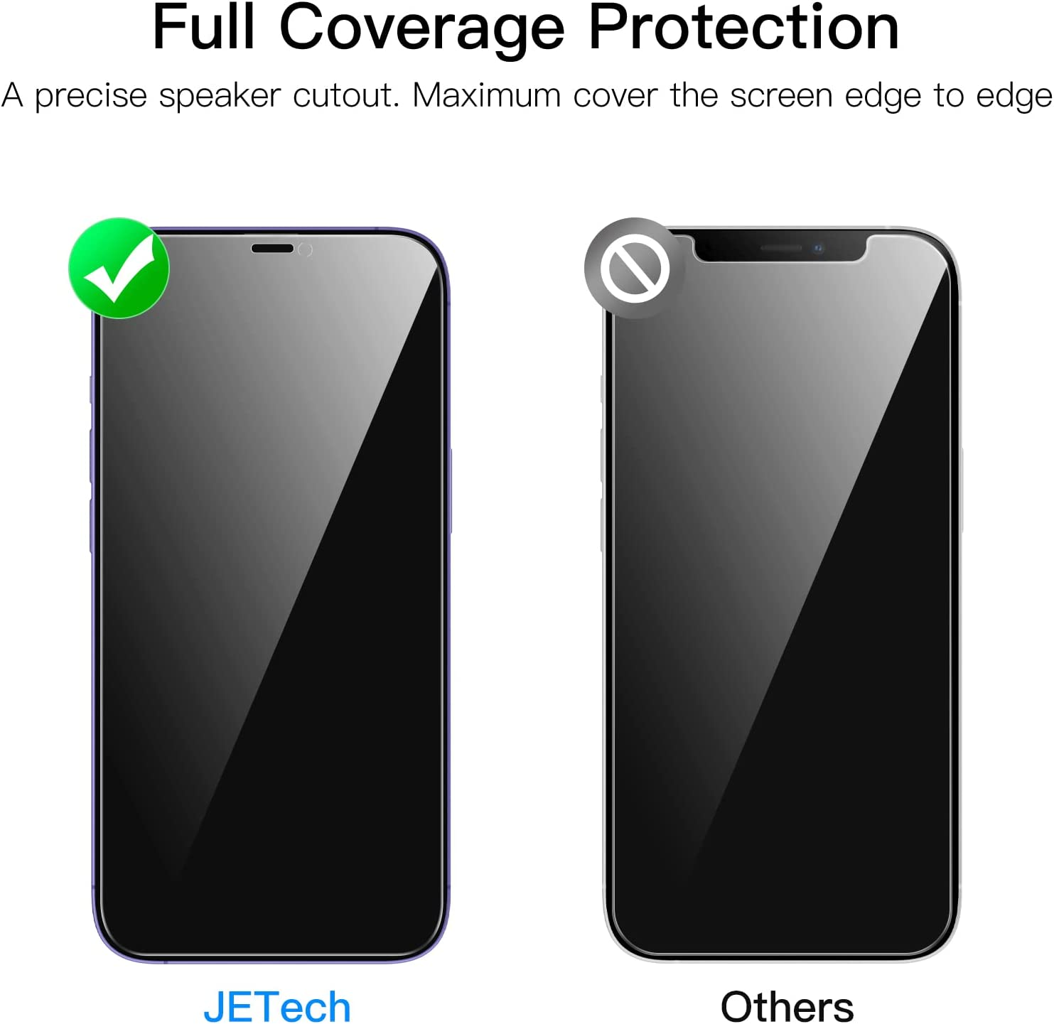 Jetech Privacy Full Coverage Screen Protector for Iphone 12 Pro Max 6.7-Inch, Anti-Spy Tempered Glass Film, Edge to Edge Protection Case-Friendly, 2-Pack image number 6