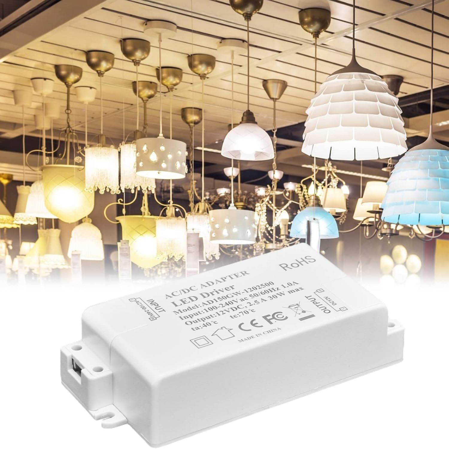 LED Driver Power Supply 30W, 12V 2.5A Constant Voltage, IP67 Rated Enclosure, No Flicker, for LED Strip Lights, Cabinet, Bathroom, Landscape Lighting image number 4