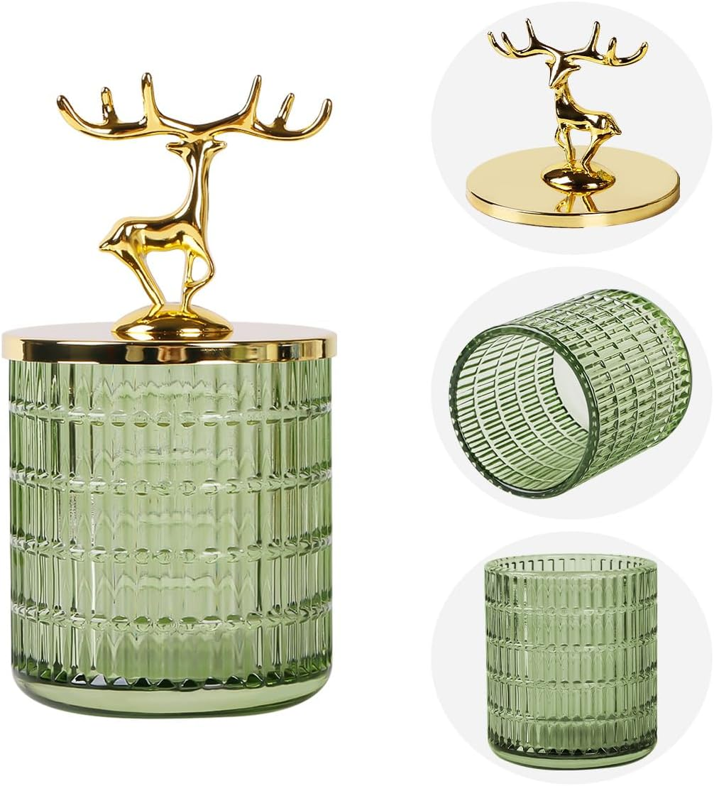 Tonxus Glass Apothecary Jars with Lid, Green Qtip Holder for Bathroom Decor, Bathroom Canisters Storage Organizer for Cotton Swabs, Balls, Pads, Floss Picks, Candy, Jewelry - Pink A image number 4