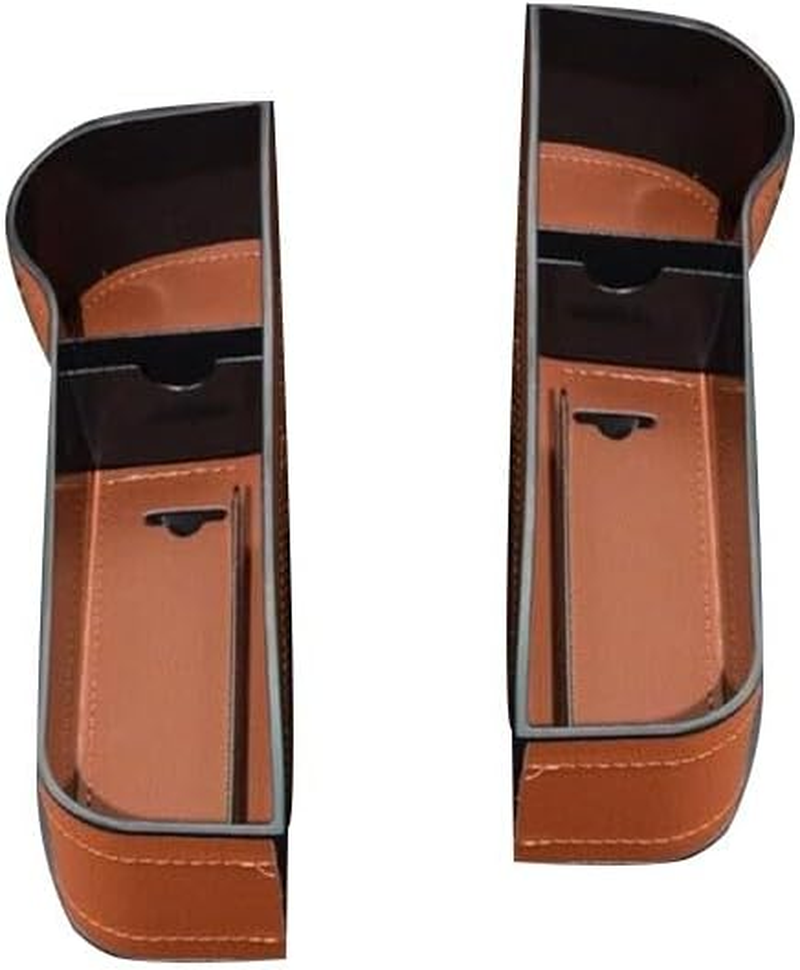 2PCS Car Seat Gap Slit Storage Organiser PU Leather Storage Box Phone Bottle Holder- Enhance Vehicle Organization & Prevent Item Slips