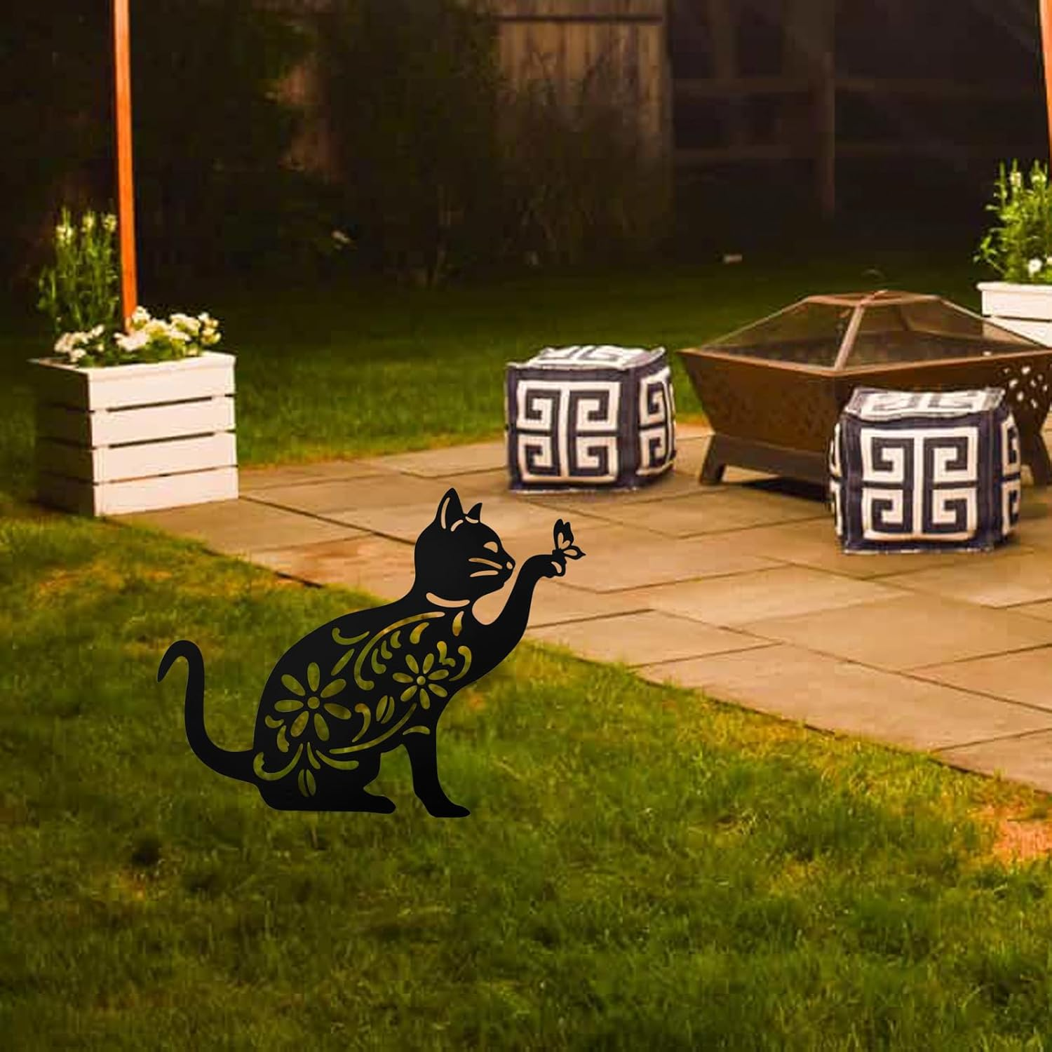 Mrmrkura Metal Cat Stakes Garden Decor Stakes Black Cat Silhouette Statue for outside Metal Cat Decorative Ornaments for Outdoor Garden Home Patio Yard Decor (1 Cat)