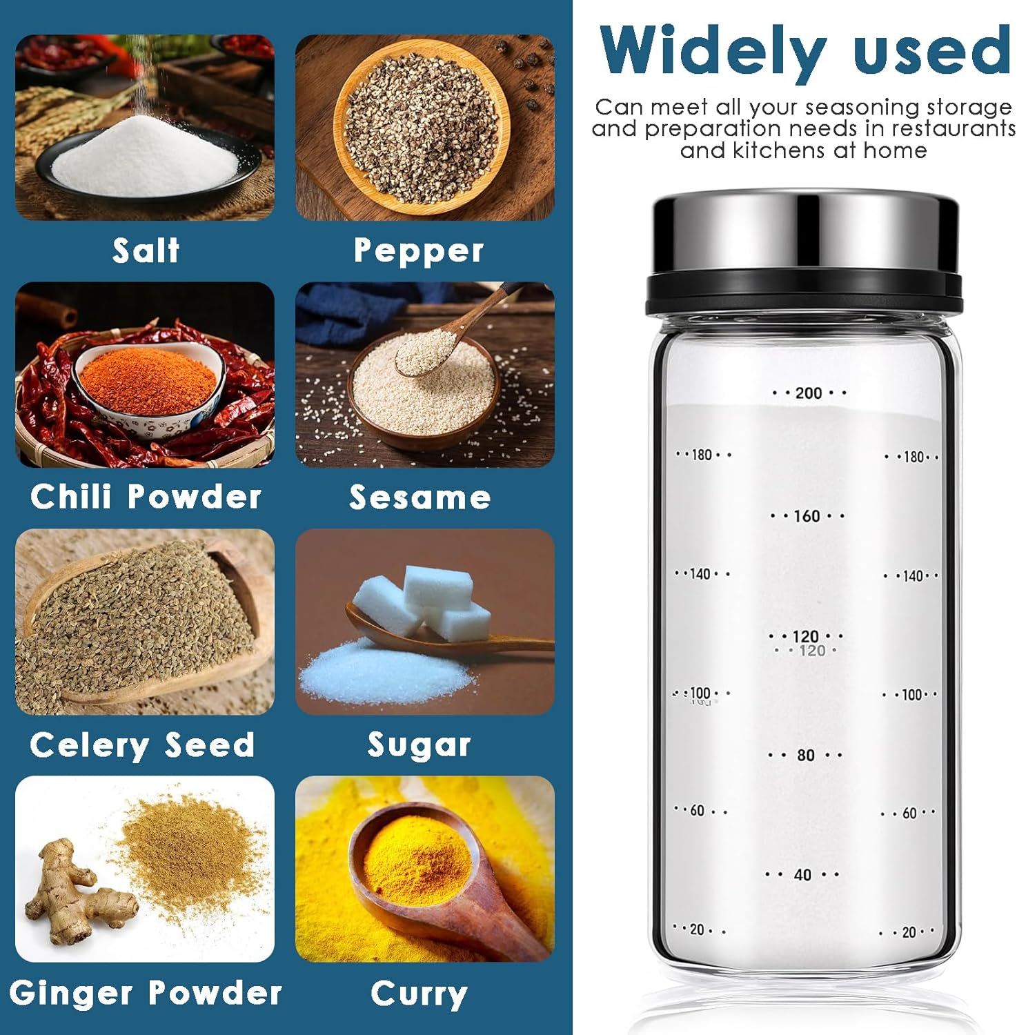 1 Salt Shaker, Salt Dispenser, Seasoning Shaker &ndash; 200Ml Heat-Resistant Glass Spice Jar with Adjustable Rotating Lid for Kitchen, Dining, or Decorative Use (Leak-Proof) image number 5