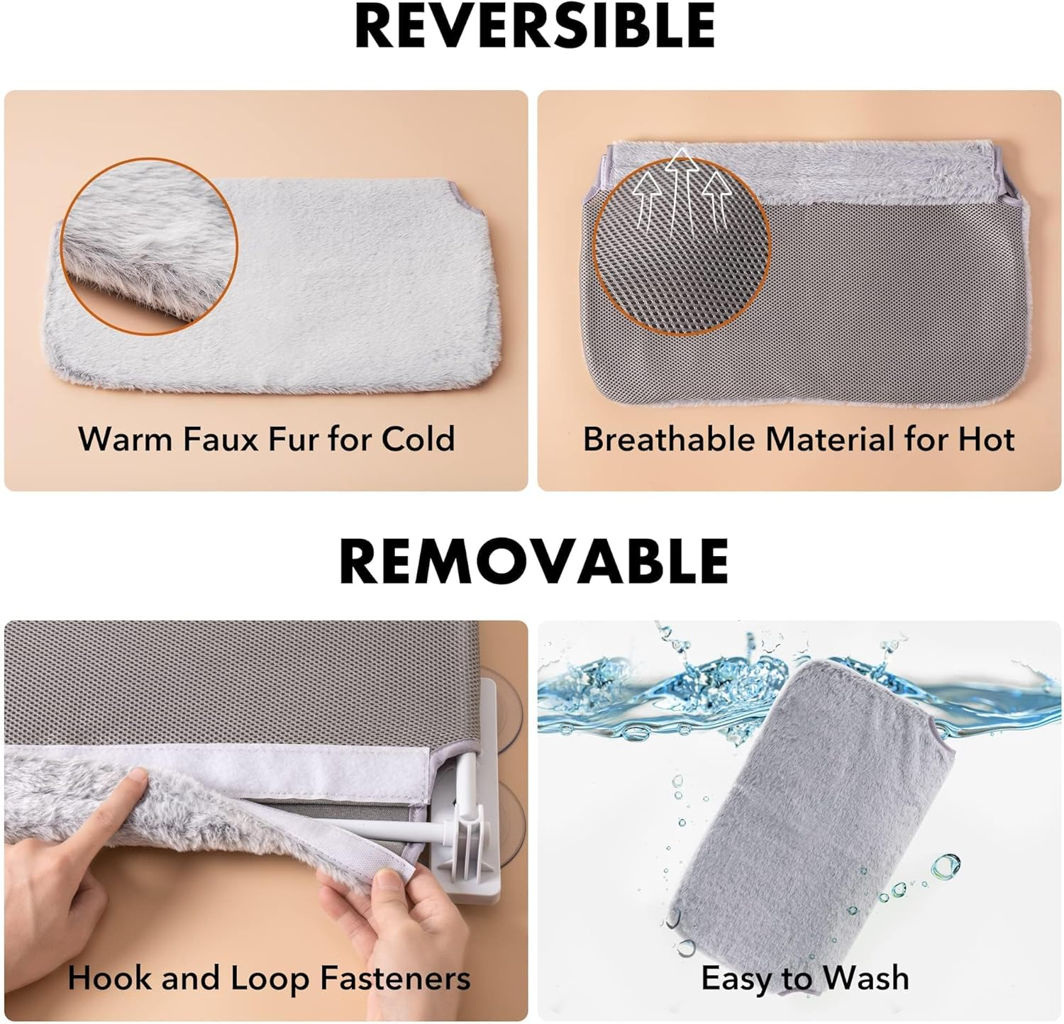 Mewoo Sturdy Window Perch Hammock Seat for Indoor Cats - Reversible Mat, Year-Round Bed Providing All-Around Sunbath, Space-Saving, Washable, Holds up to 40 Lbs (Grey, Medium) image number 4