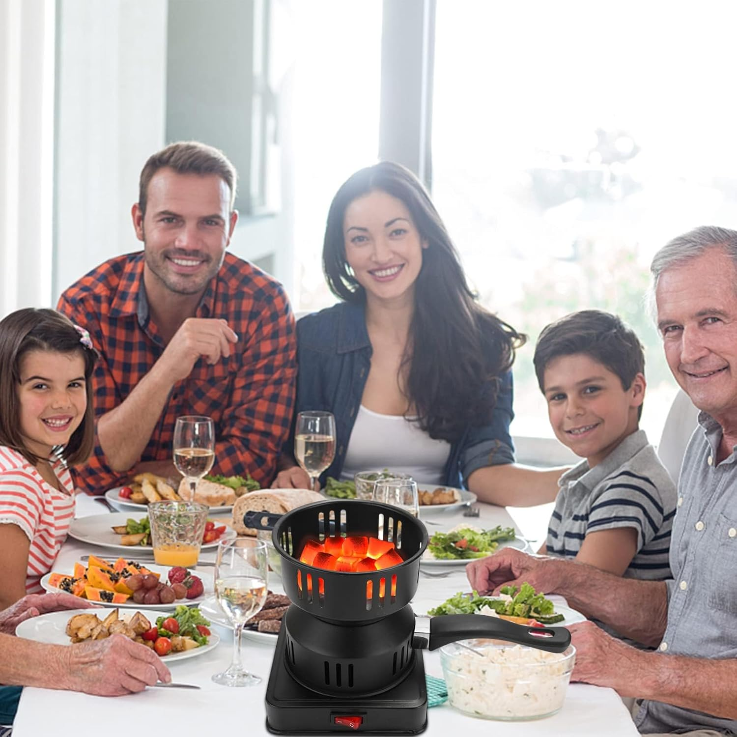 Electric Charcoal Lighter, 450-600 W Charcoal Electric Charcoal Grill, Burner, Charcoal Grill Accessories, Charcoal Lighter, Charcoal Basket, Heating Plate with Carry Handle & Charcoal Grid image number 1