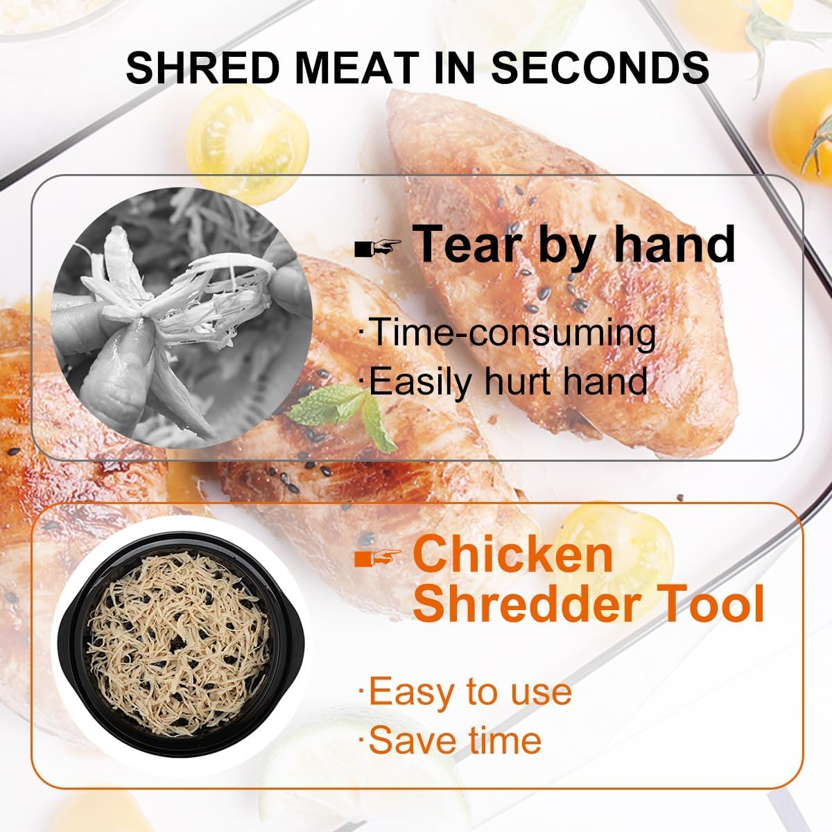 Chicken Shredder,Visible Chicken Breast Shredder Tool Twist with Large Meat Shredder Machine - Ergonomic Handle, Dishwasher Safe (Black Chicken Shredder) image number 2