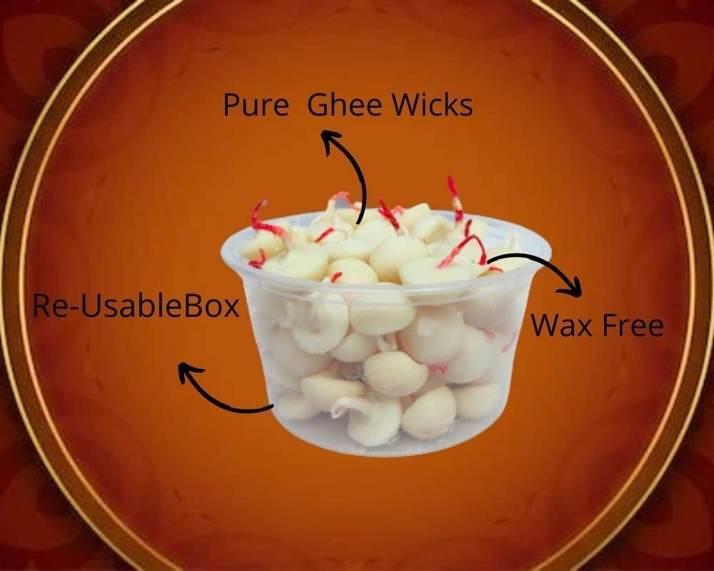 Neture Blaze Wicks Diya Batti | Wax Free Ghee Wicks for Pooja, Festival and Occasions 100 Pieces (Ghee Wicks in Plastic Box) image number 5