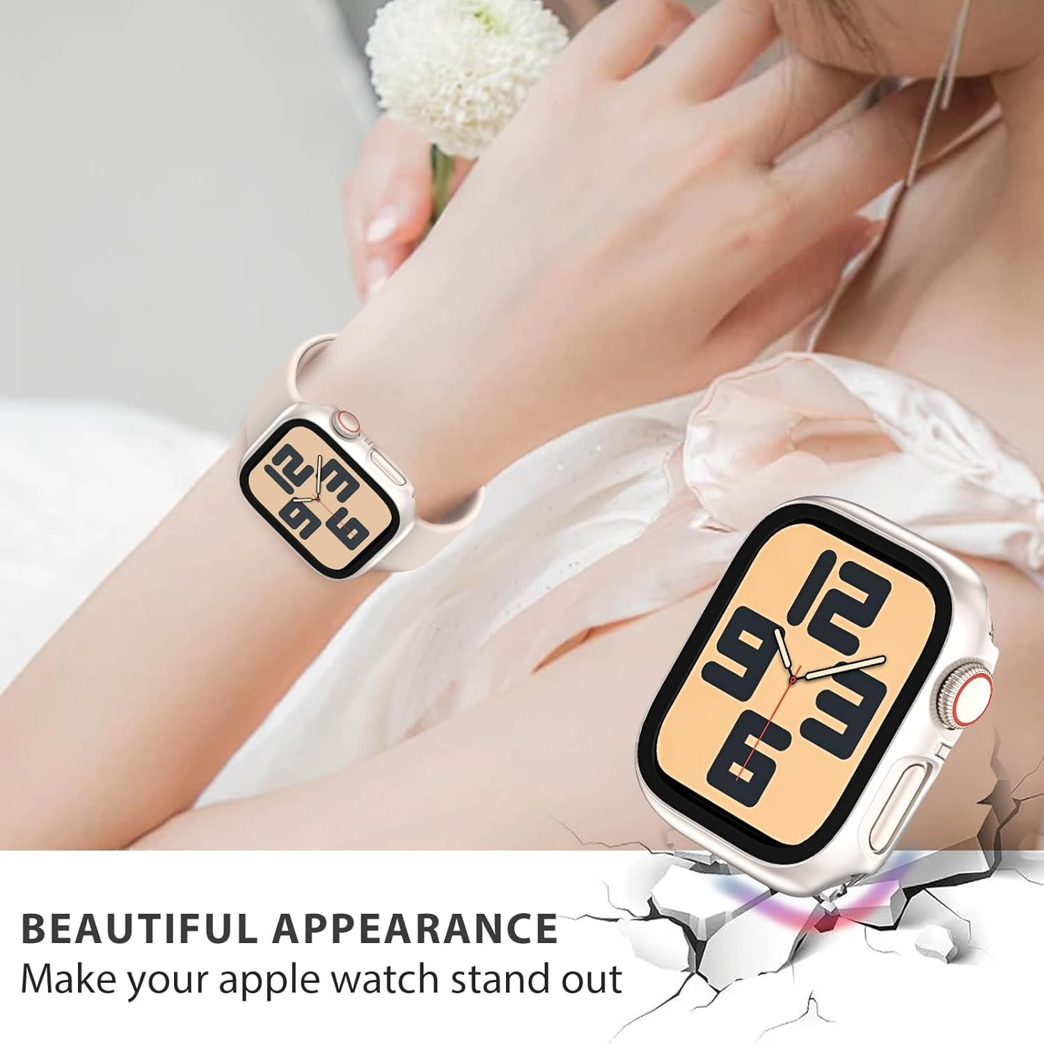 Luyialvals Case for 40Mm Apple Watch SE 3(2025)/SE 2/Se/Series 6/5/4 with Tempered Glass Screen Protector,Protective Bumper and Slim Face Cover for Iwatch 40 Mm,2 Packs,Starlight image number 6