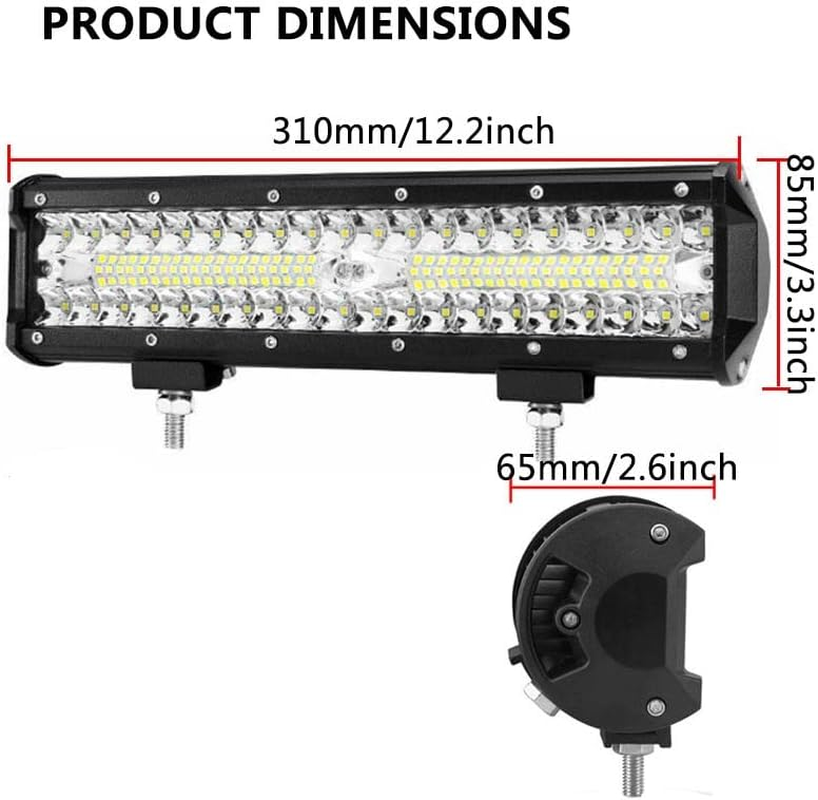 AIMALL 12-Inch CREE LED Light Bar with Side Shooter Combo Beam, 11,000LM Off-Road Driving Work Light, IP67 Waterproof for 4WD Truck, ATV, UTV image number 5