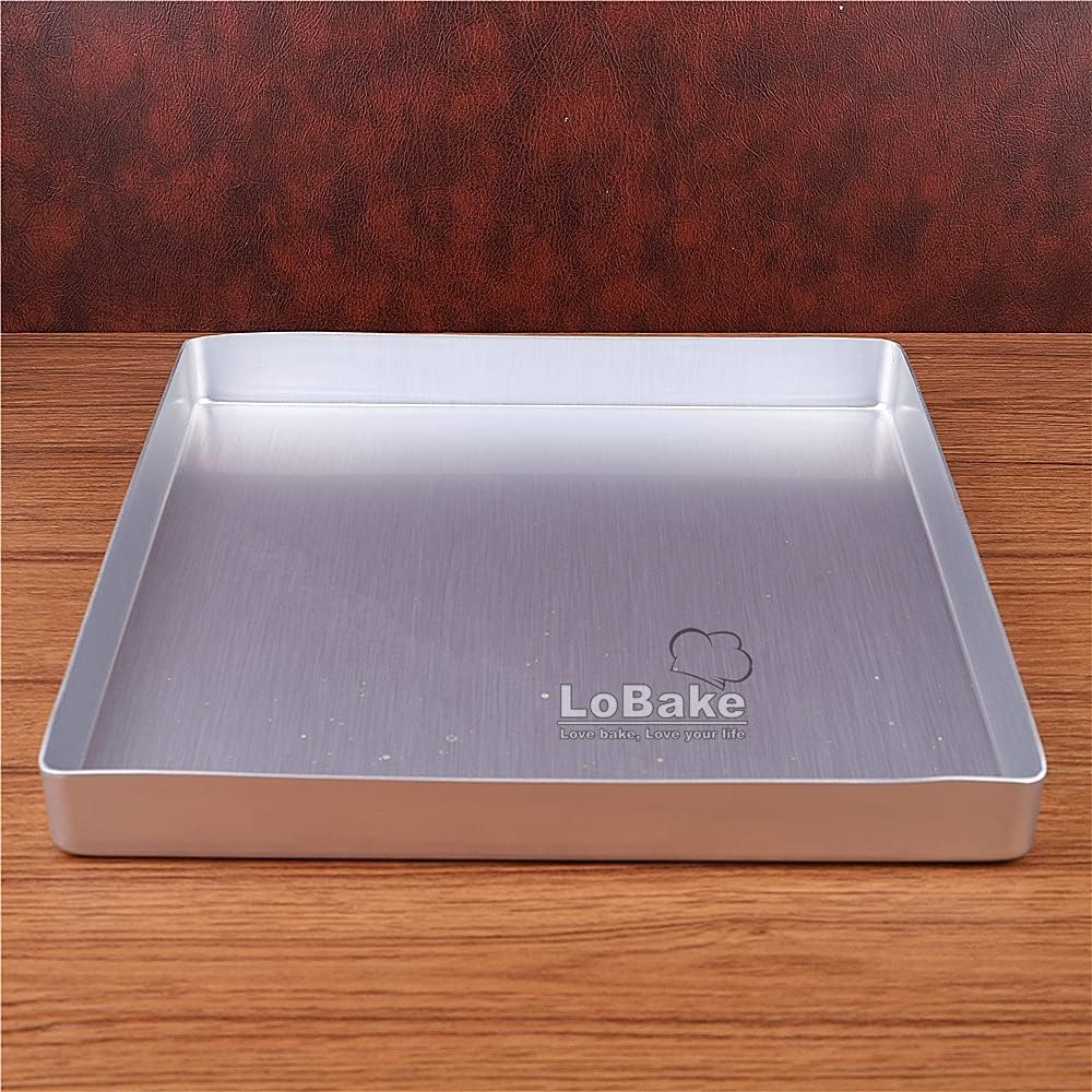 Lobake 28Cm Square Aluminium Alloy Nonstick Coating Leaky Baking Pan Biscuit Cookie Holder Bakery Oven Tray Steaming Tools DIY Bakeware (Aluminium Plain)