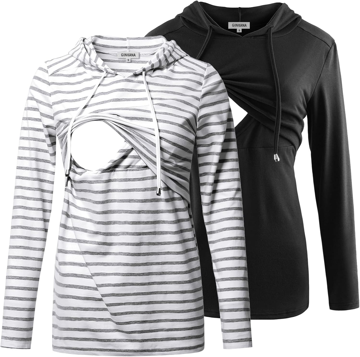 GINKANA Women'S Nursing Hoodie Sweatshirt Long Sleeves Breastfeeding Maternity Tops Casual Clothes