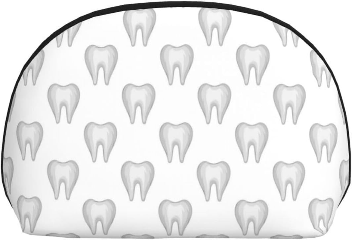 Cozimangoe Coin Pouch Makeup Bags Set, 2 Piece Shell Shape Cosmetic Bag with Pockets for Daily Travel Handbag Lipstick Keys Toiletry, Personalized Teeth image number 5