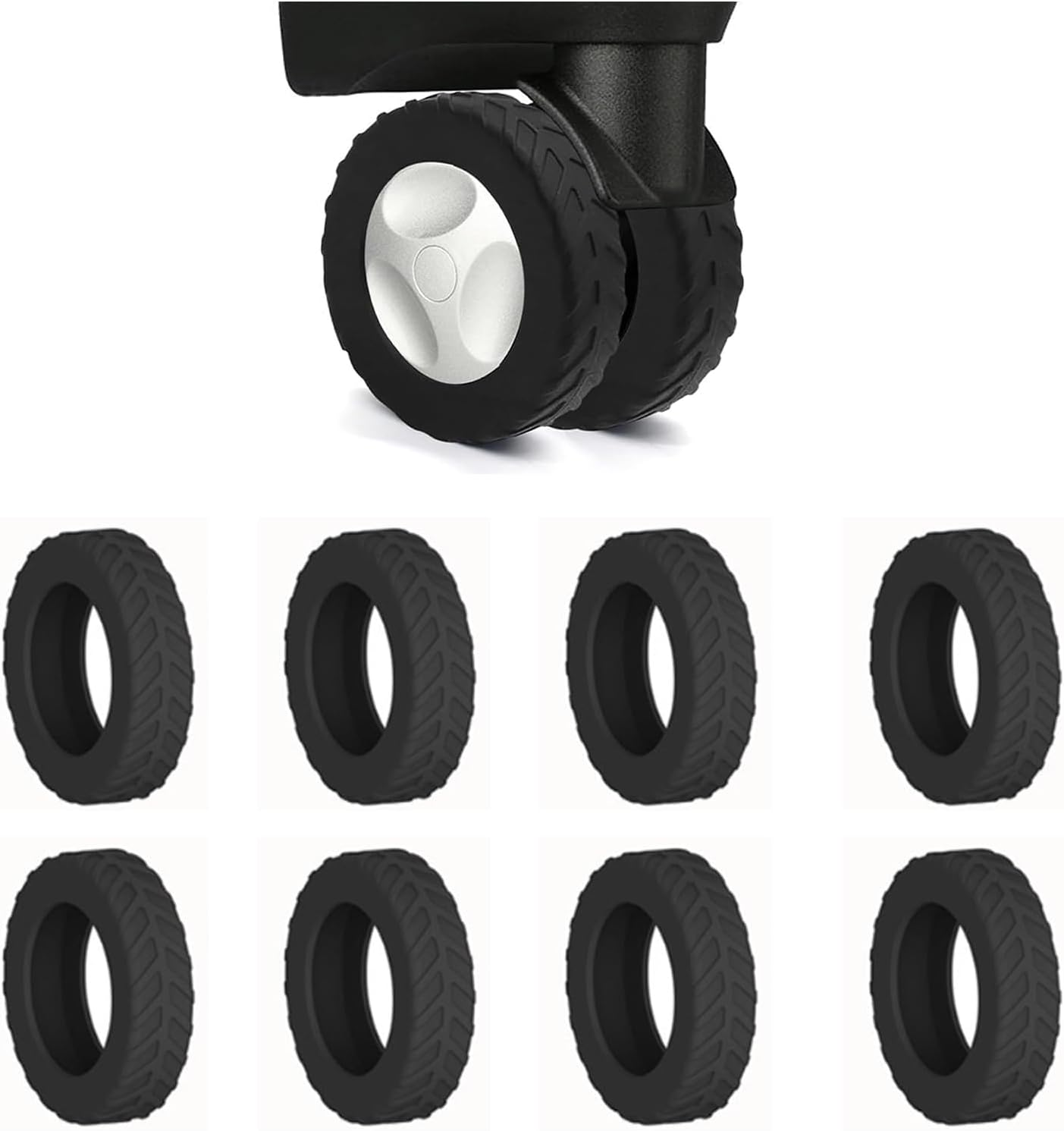 8Pcs Luggage Wheel Covers,Silicone Suitcase Cover for 2-2.4'' Spinner Wheel, Carry on Luggage Wheels Protector,Upgrade Suitcase Wheels Protective,Essential Travel Accessories image number 2