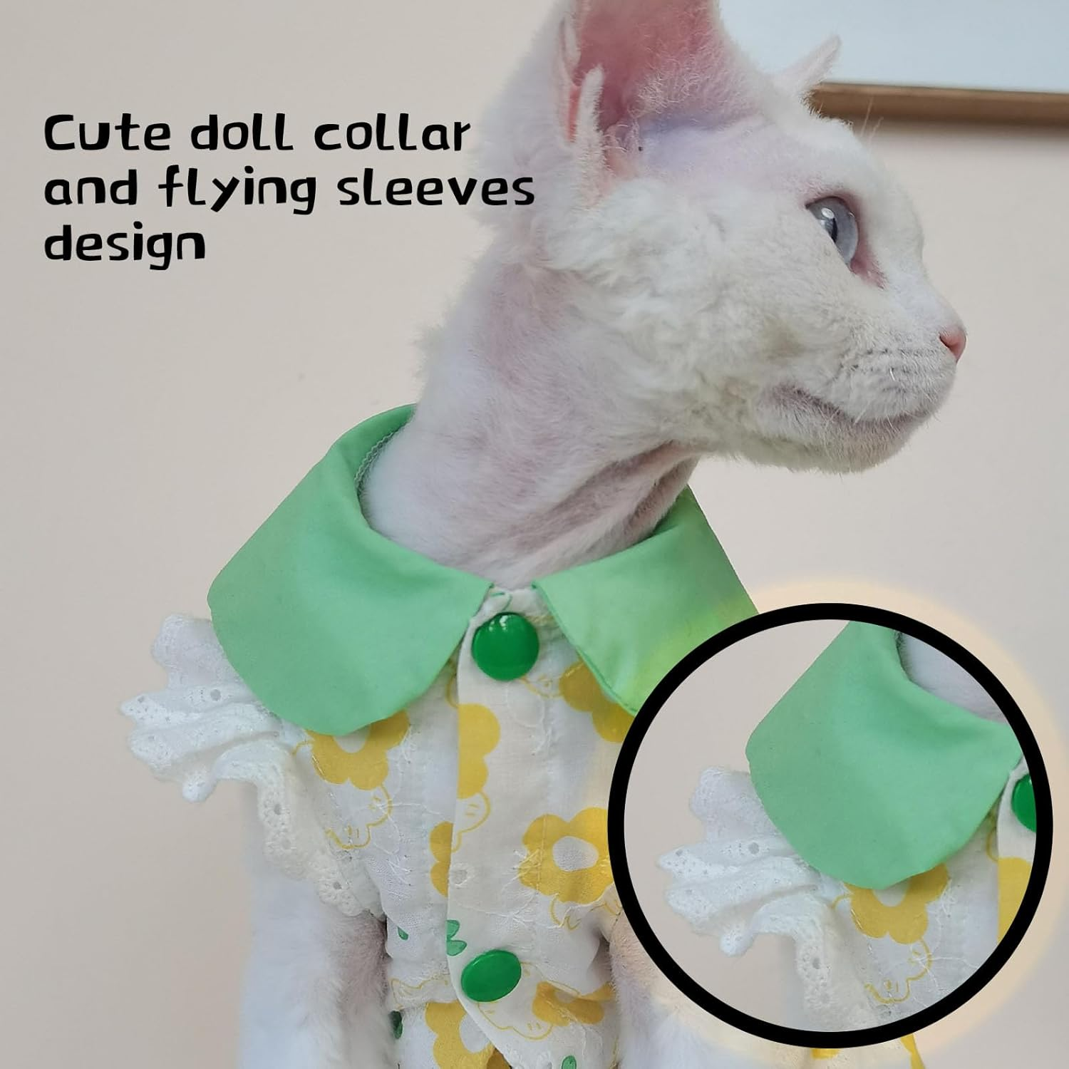 IUOUTG Hairless Cat Clothes Sphynx Soft Breathable Kitten Shirt Skirt Cute Floral Design Hairless Cat Costume Cat Vest for Male Female Cats Puppy Small Dogs image number 4