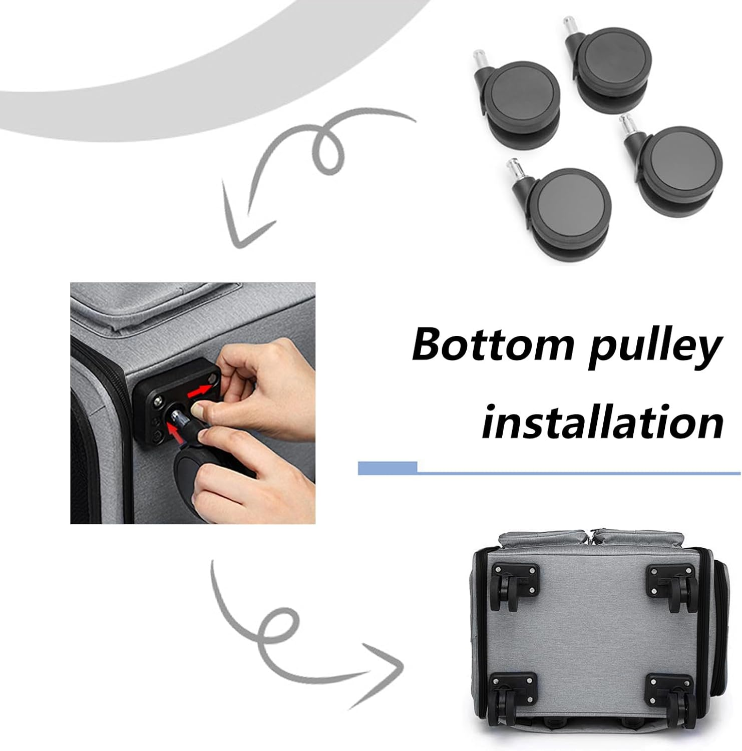 K ERATISNIK Wheeled Pet Carrier Backpack Breathable Pet Carrier with Wheels Collapsible Dog Backpack Carrier for Small Dogs Cats Puppy Dog Stroller Travel Carrier (Large Grey) - Large Blue image number 4