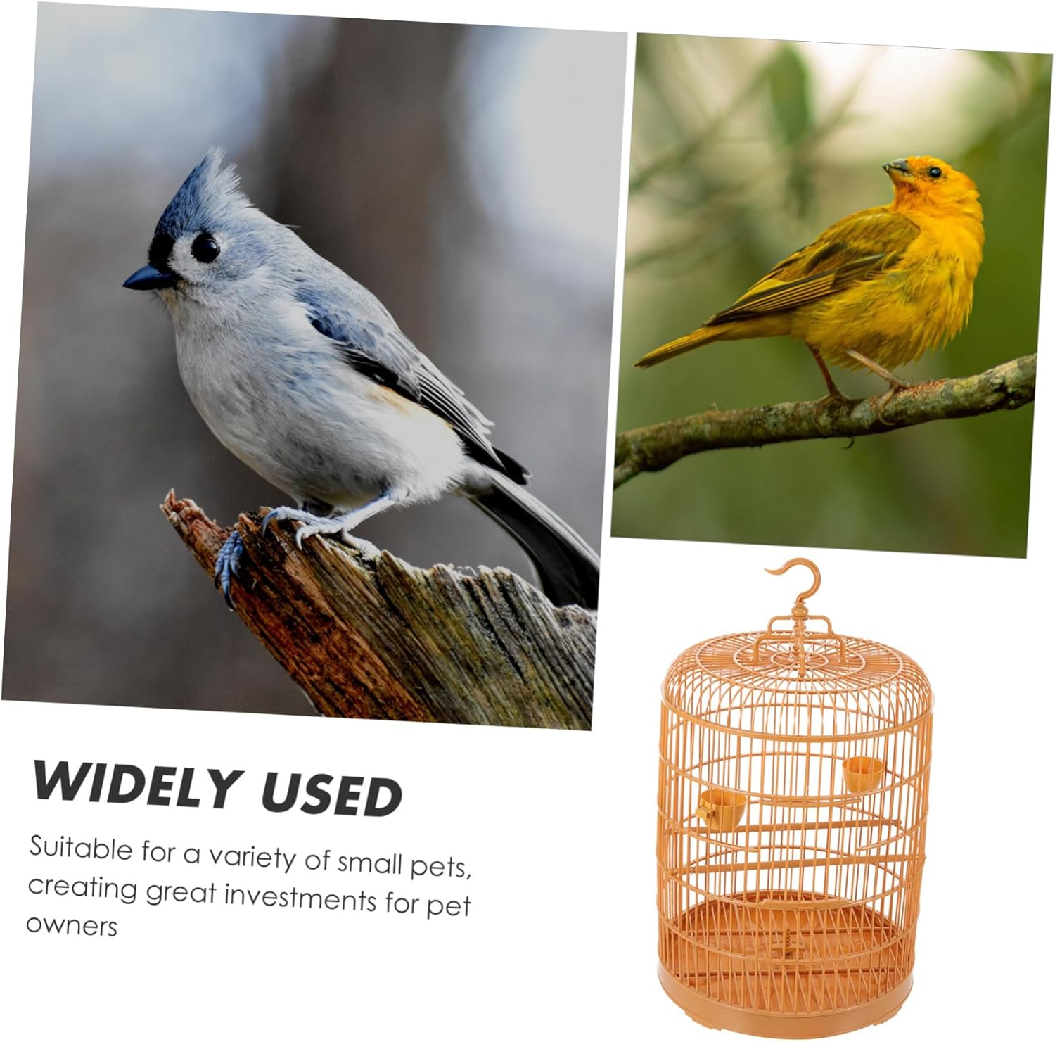 Levemolo Bird Cage for outside Plastic Hanging Bird Cage round Top for Birds and Decorative