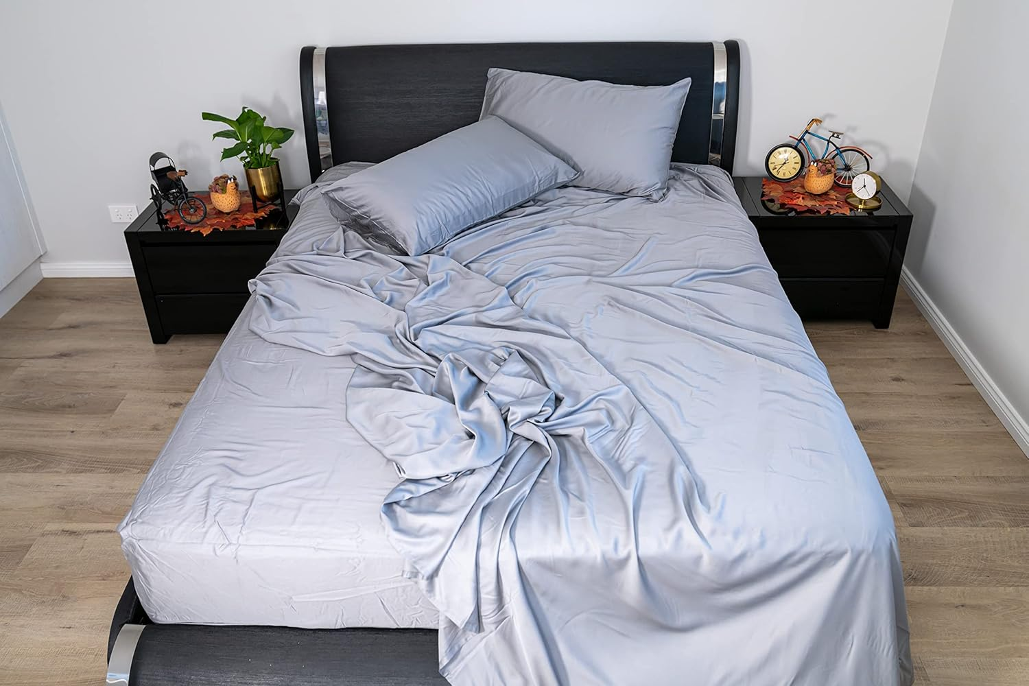 100% Lyocell Bedsheets Luxurious Feel Double Size Grey Flat Bedsheet Solid Colour Bedding & Linen Tencel Flat Sheet &hellip; image number 6