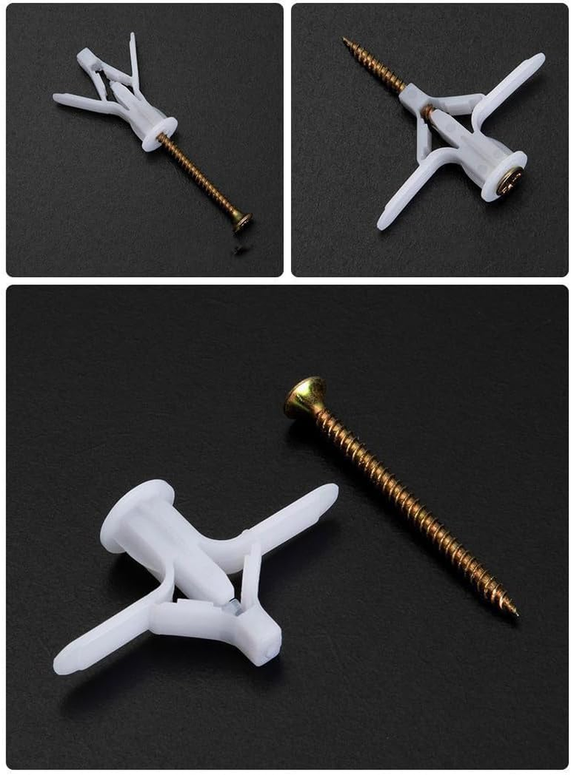 WEZCHUGHAOL 50 Sets Drywall Anchor Kit Hollow Wall Anchor with Screws for Drywall Gypsum Board (Butterfly/Airplane Type) (Airplane Type) image number 1