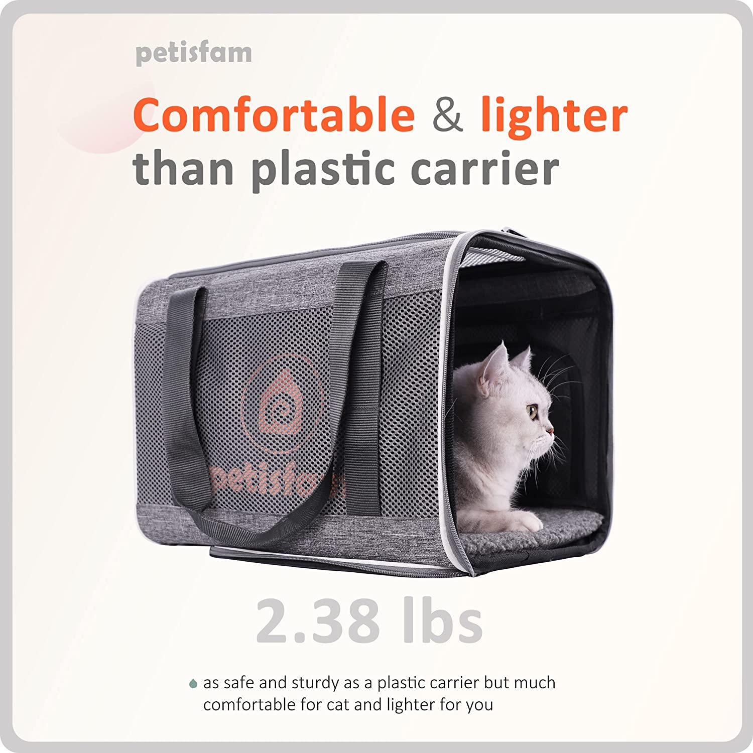 Petisfam Soft Large Cat Carrier with Privacy Zipped Flaps for Sensitive and Nervous Cats - Nervouscats image number 4