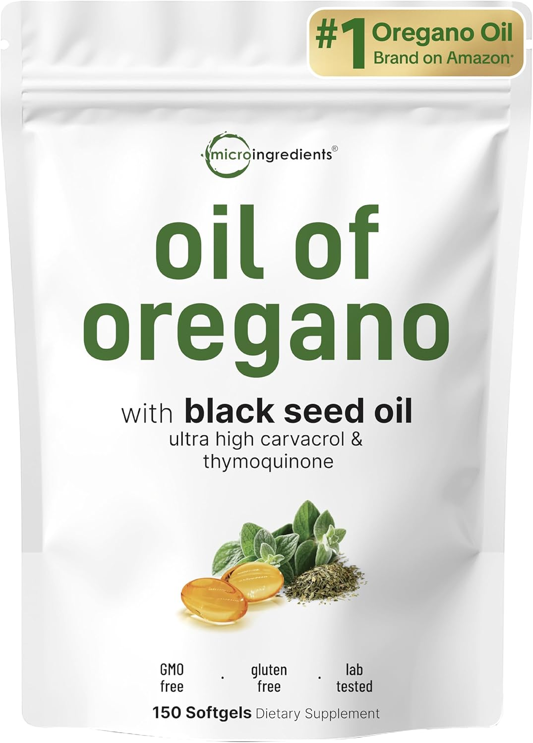 Micro Ingredients Oil of Oregano Softgels | 2 in 1 Formulated with Black Seed Oil 200Mg, 4X Strength Carvacrol & Thymoquinone | Plant Based, Non-Gmo & Immune Support image number 4