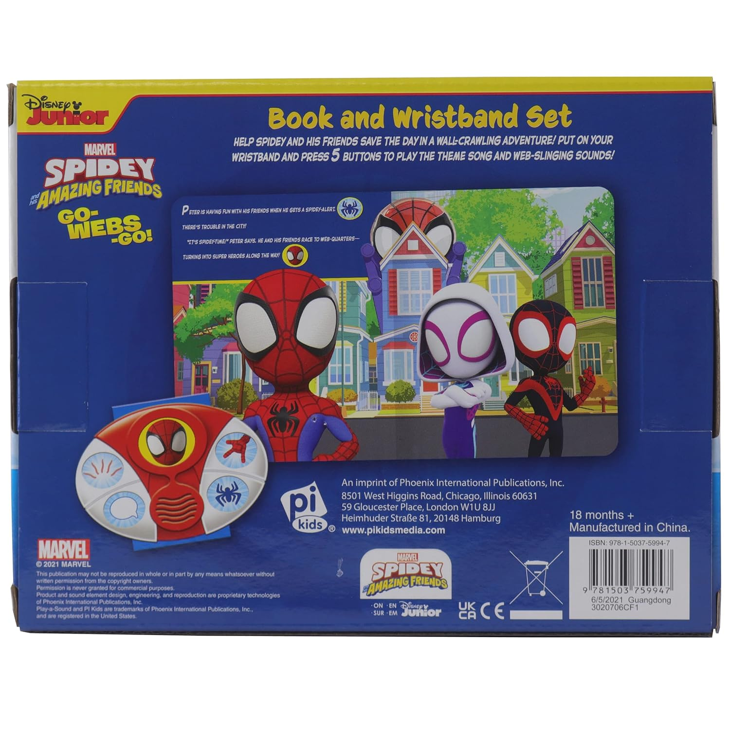 Marvel Spider-Man - Spidey and His Amazing Friends - Go-Webs-Go! Interactive Book and 5-Sound Wristband - PI Kids image number 6