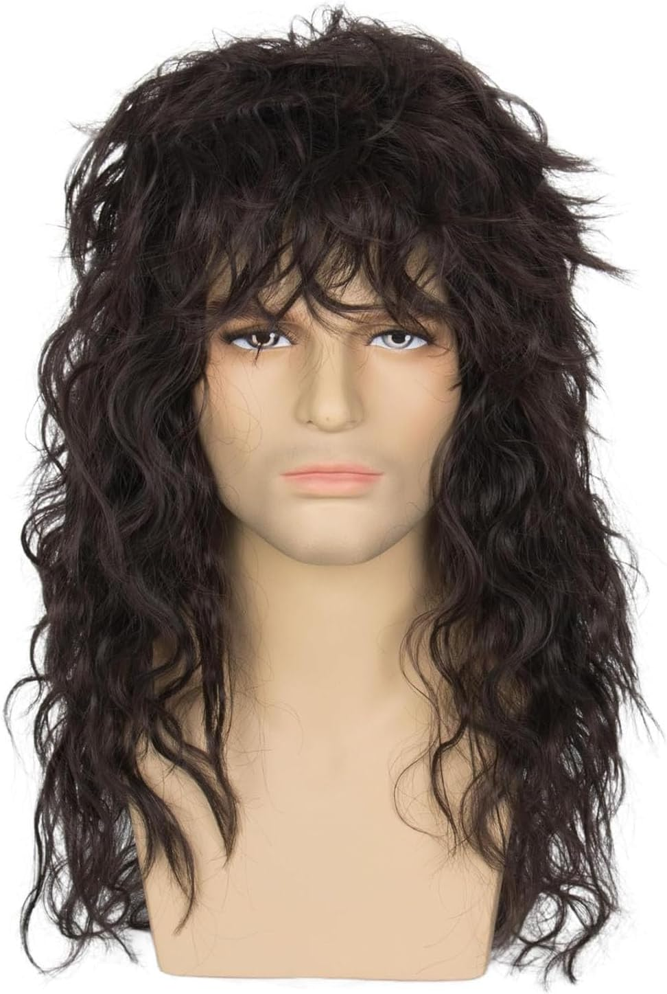 XILIYAI Men&rsquo;S Women 80S Rockstar Style Long Brown Curly Punk Rock Hair Wig Glam Rock-Rocker Wig Perfect for Halloween, Cosplay, DIY Themed Costume Party(Brown) image number 5