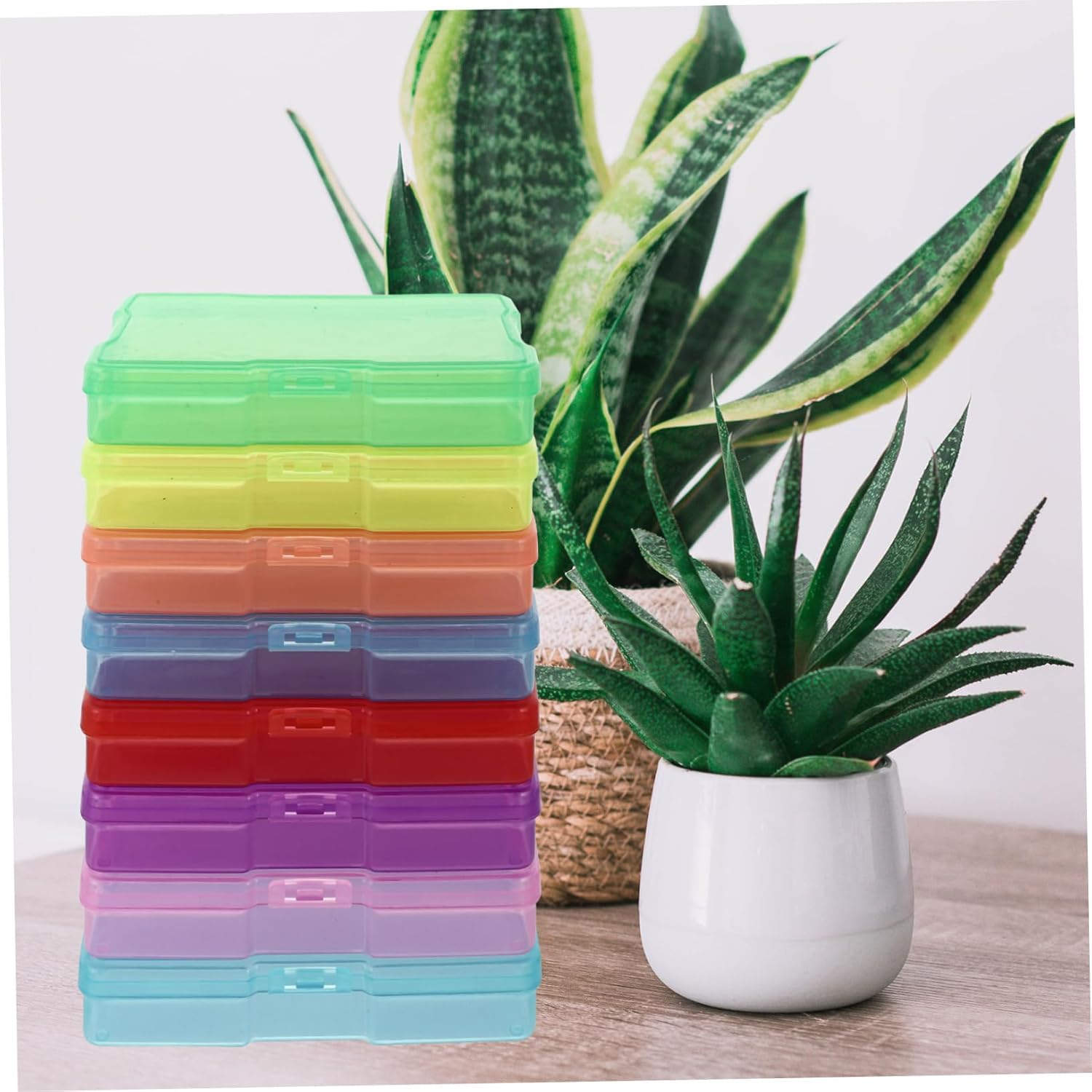 COHEALI 8Pcs Photo Organizing Boxes and Jewelry Storage Cases Plastic Carrying Boxes for 4X6 Inch Photos and Electronic Components Mixed Colors Suitable for Travel and Home image number 1