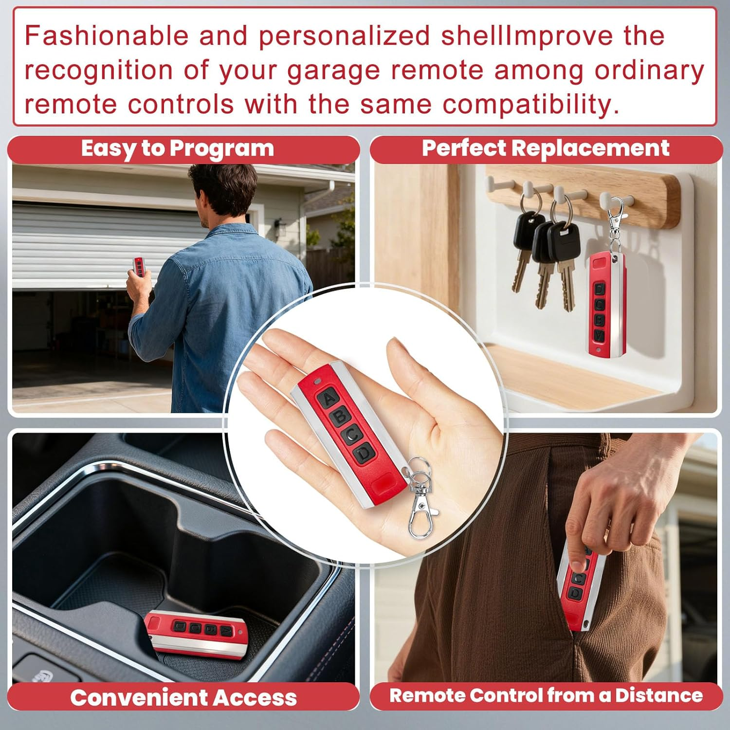 NLDZGA Remote Control Compatible with ATA PTX-5 PTX5V2 433.92Mhz Garage Door Remote Works for Garage Door Opener Model GDO 6V3/6V4/7V2/7V3/8V3/9V2/9V3/10V1-Red-2Pcs - Red-1 image number 7