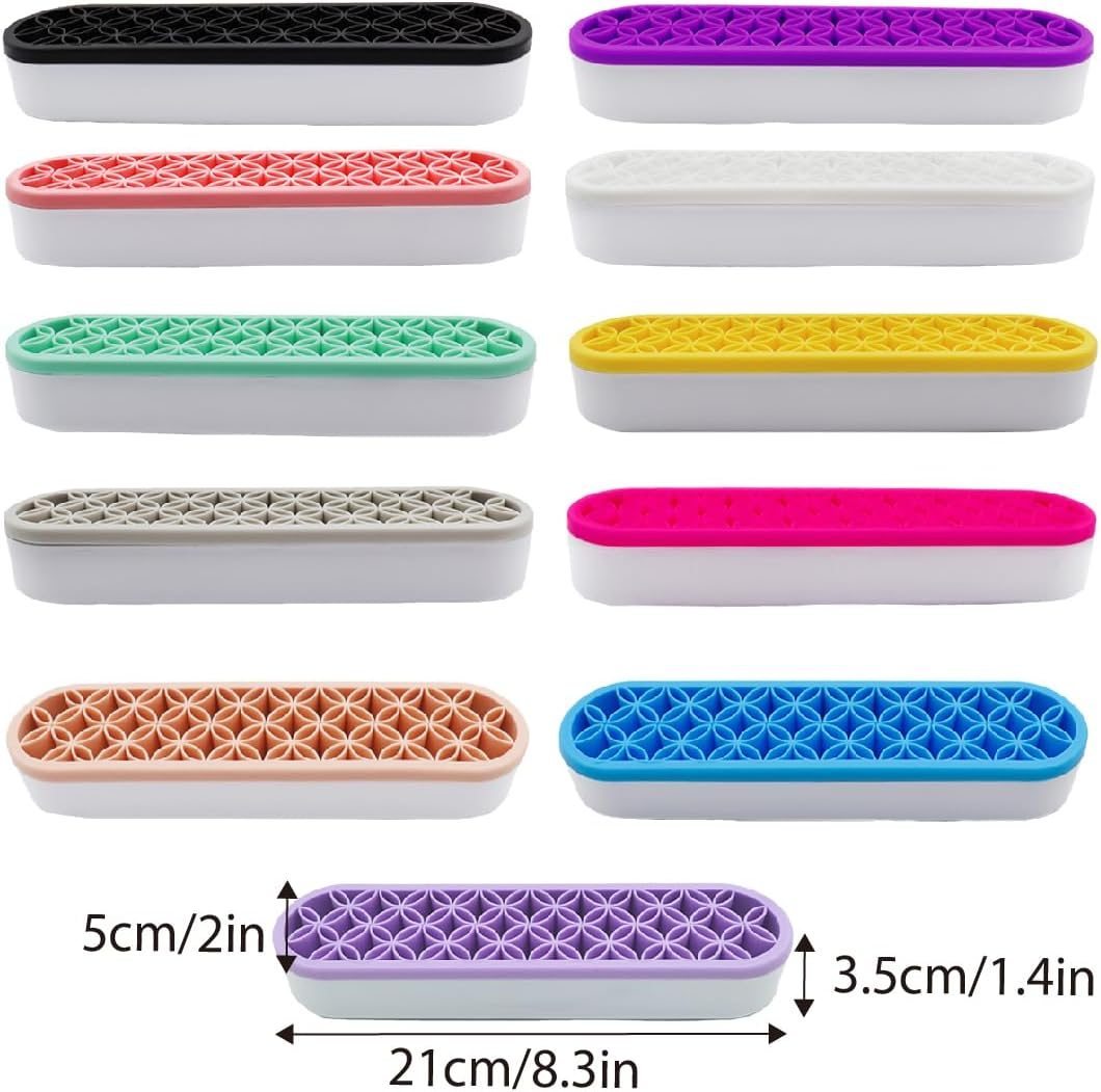 AIMALL Silicone Cosmetic Brush Holder, Desktop Makeup Organizer, Easy-Clean Detachable Design, Space-Saving Beauty Tool Storage, Dimensions 8.27X1.97X1.38 Inches - Blue image number 7