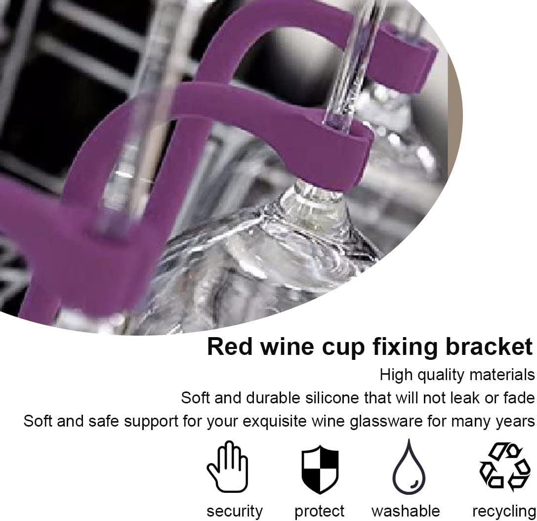 IUDWCG - 4 Pieces Wine Glass Holder, Dishwasher Glass Holder, Silicone Glass Holder, Dishwasher, Safe Cleaning Long Glass, Wine Glass Holder, Silicone Trough Protection, Purple image number 4