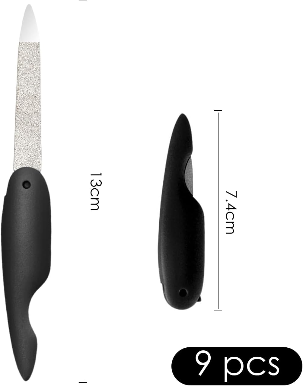 9 Pieces Stainless Steel Nail File, Manicure Tool, Nail Polishing Tool, Folding Nail File, DIY Nail Art Accessories image number 4