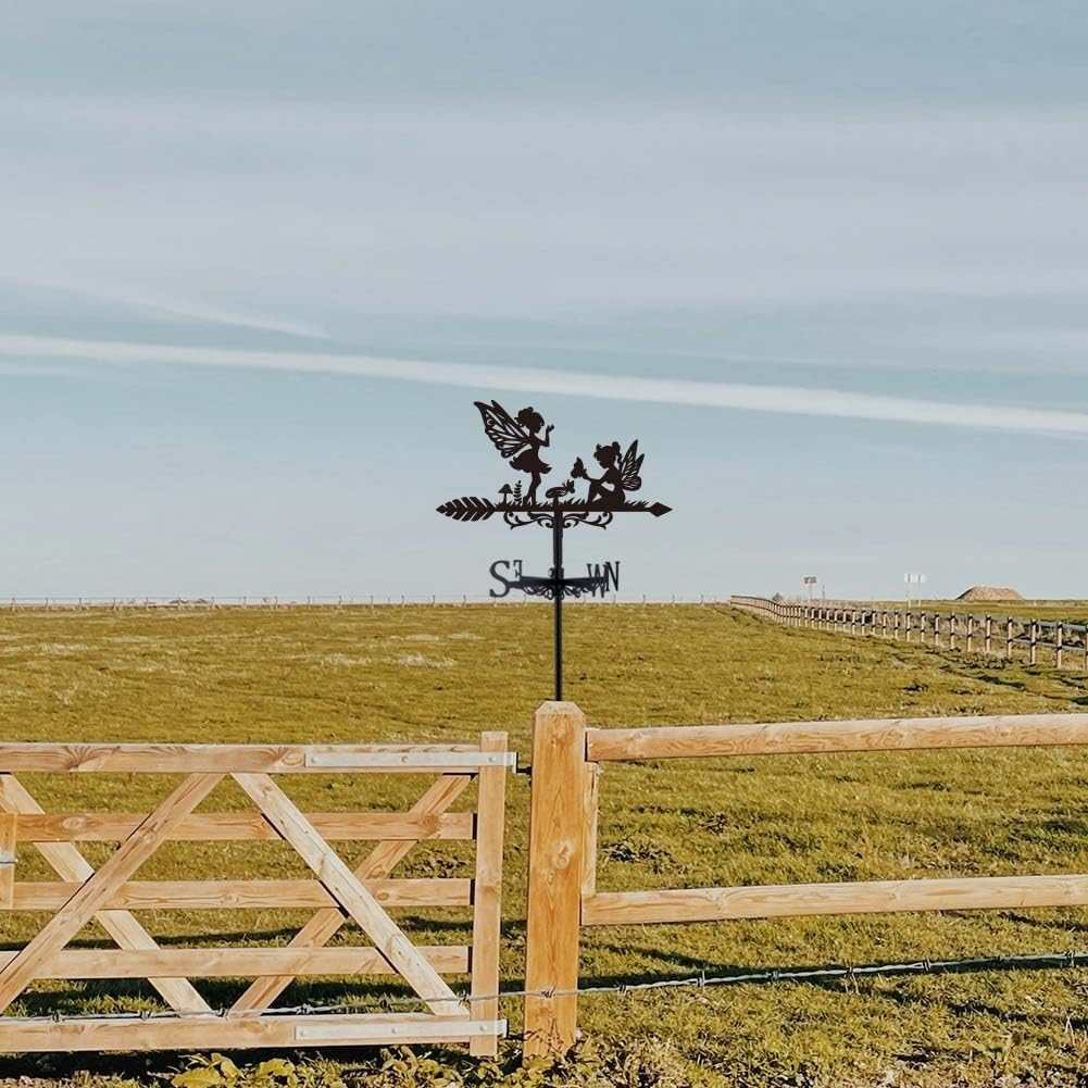 SUPERDANT Fairy Weathercock Meadow Mushroom Weather Vane for Roof Metal Weather Vane Farm Weathervane Wind Direction Indicator Yard Outdoor Weather Vane for Barns Gardens Weather Vane Yard image number 3