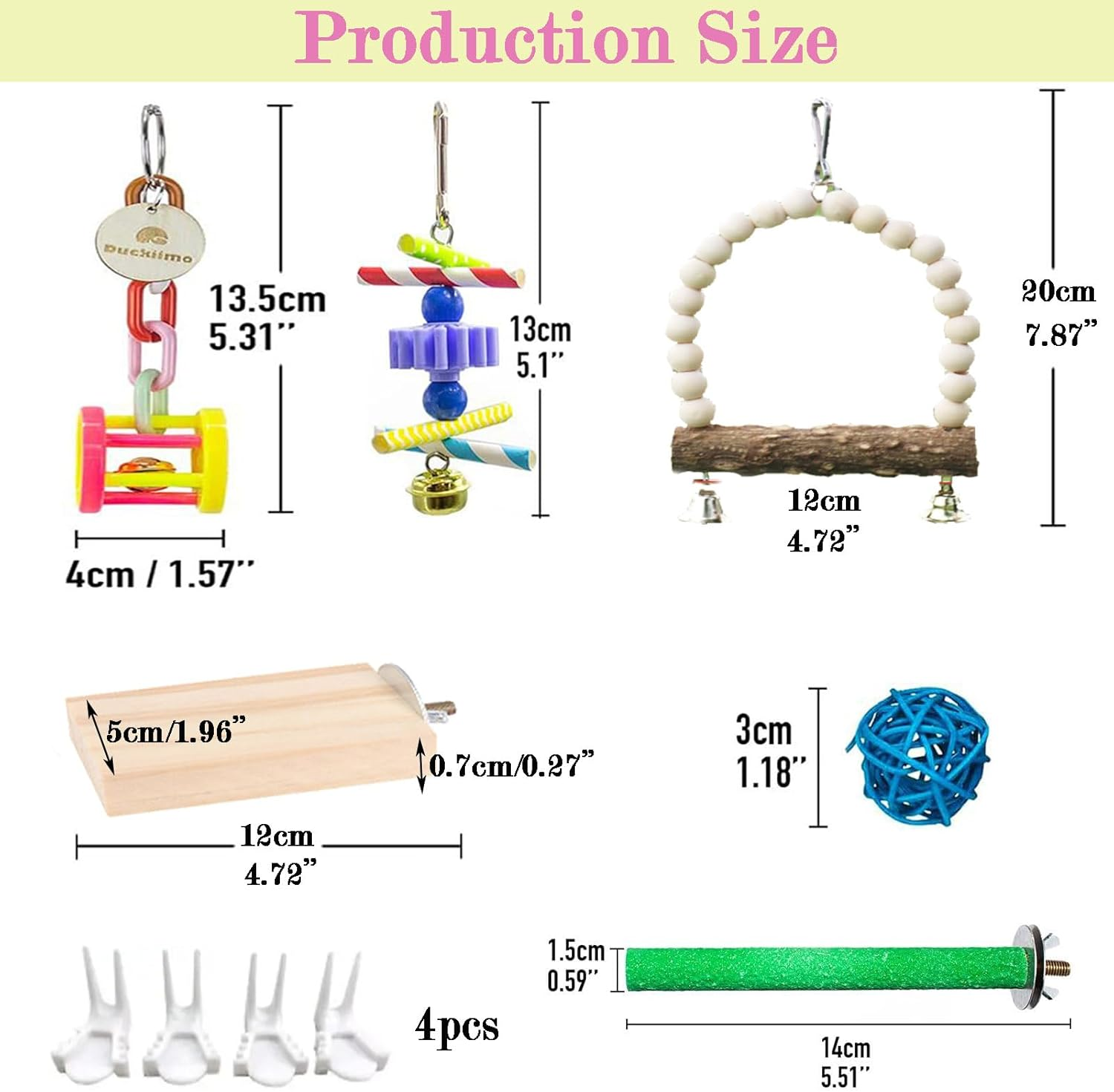 Bird Toys,17Pcs Parrot Toys,Parakeet Toys,Bird Ladder Swing,Hanging Cockatiel Toy for Parrots,Parakeet,Conure,Finches image number 2