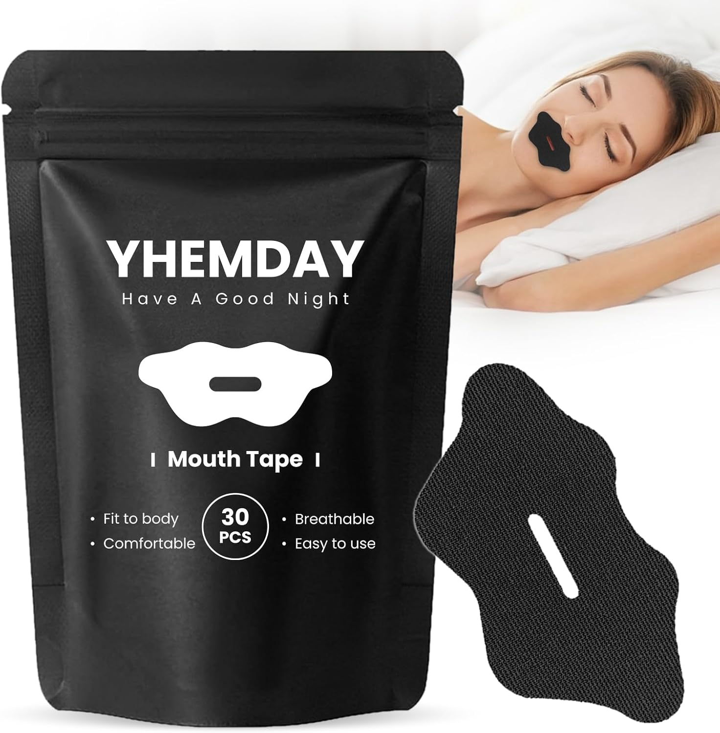 Breathable Mouth Tape for Sleeping - Hypoallergenic & Comfortable Anti-Snoring Device, Promotes Nasal Breathing, All-Night Hold (Rose, 60 Pcs) image number 6