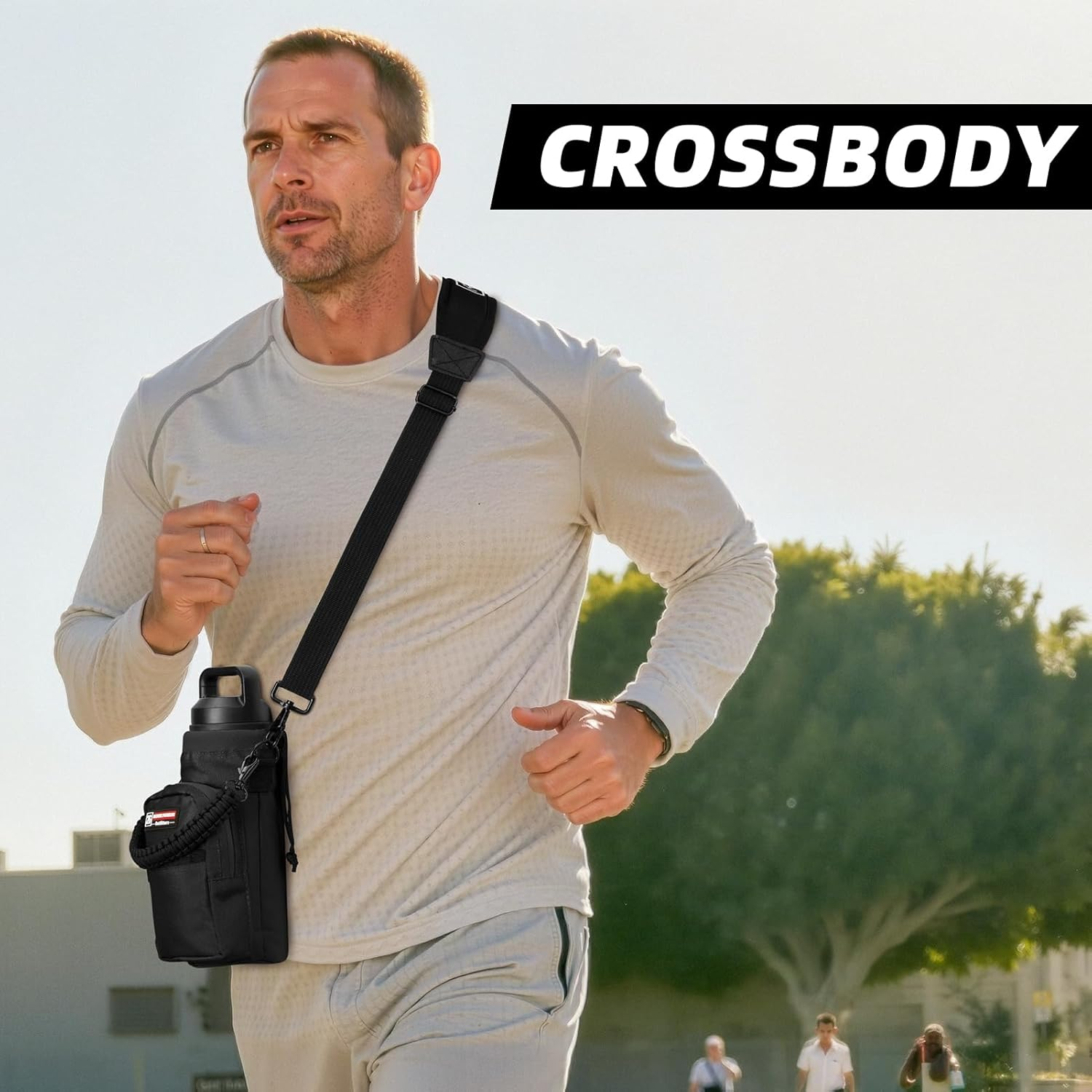 NATURE PIONEOR Water Bottle Carrier with Adjustable Strap - Insulated Sleeve Pouch Water Bottle Holder Bag with Paracord Handle & 2 Storage Pockets for Yeti 26/36/46 Oz, Hiking, Camping, Gym, Travel image number 3