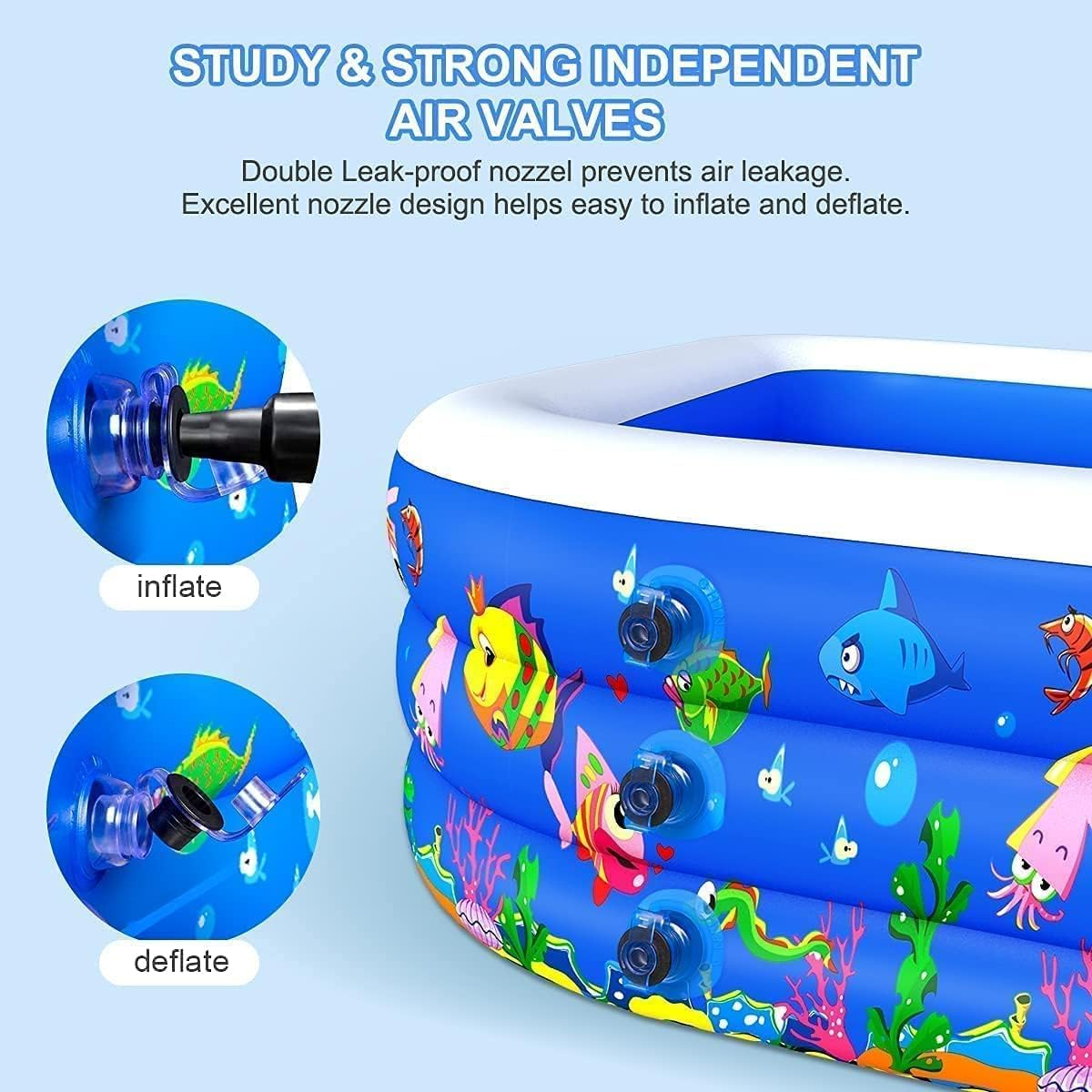 Inflatable Swimming Pool,123''&times;73''&times;22''Large Inflatable Family Lounge Pools Kiddie Pools for Summer Water Party Bpa-Free above Ground Blow up Kiddie Pool Ball/Sand Pit,Backyard Outdoor Indoor image number 1