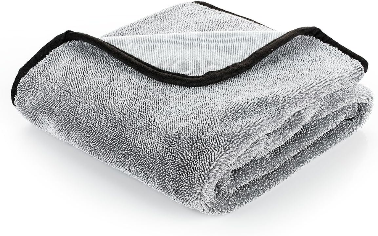 The Rag Company - Slim Dryer Towel - Ultra-Absorbent Korean Microfiber, Suede Edge, Car Drying Towel. 25" X 35" Grey image number 6