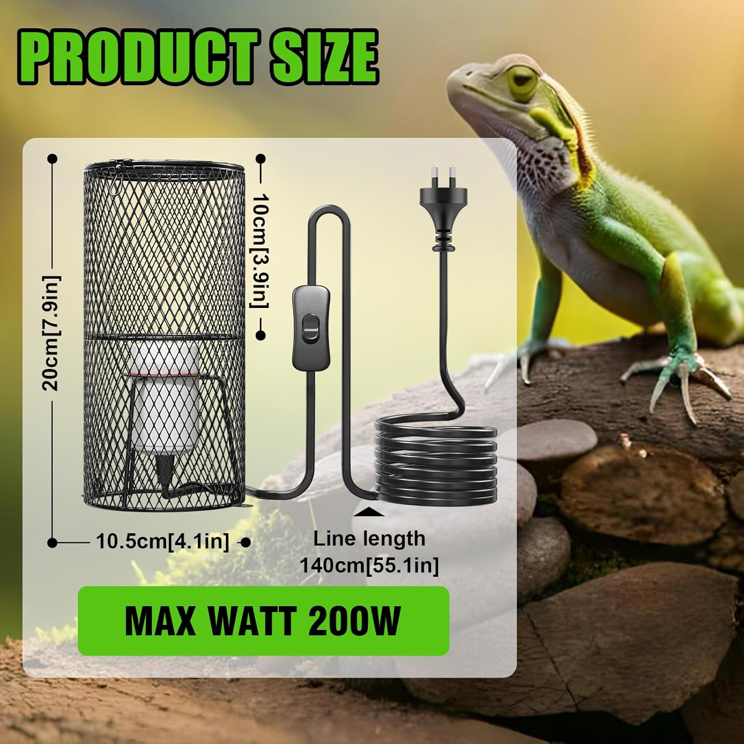 Lamptobe Reptile Heat Lamp Holder, Heat Lamp Cage for Reptile, 200W E27 Ceramic Heat Lamp Holder for Brooder Coop, Lizard, Turtle(Bulb Not Included) image number 4