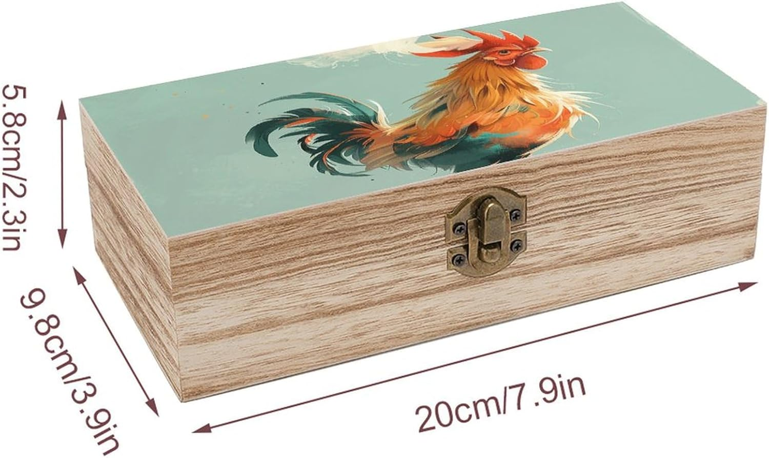 Cartoon Chicken Wooden Box Wood Wedding Keepsake Boxes with Lids Small Decorative Boxes Lightweight Wooden Memory Storage Box for Crafts Keepsakes Jewelry Photo Letter Storage image number 4