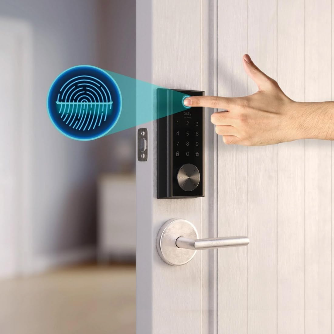 Eufy Security E130 Smart Lock Touch, Fingerprint Keyless Entry Door Lock, Bluetooth Electronic Deadbolt, Touchscreen Keypad, IP65 Weatherproofing, Compatible with Wi-Fi Bridge image number 4
