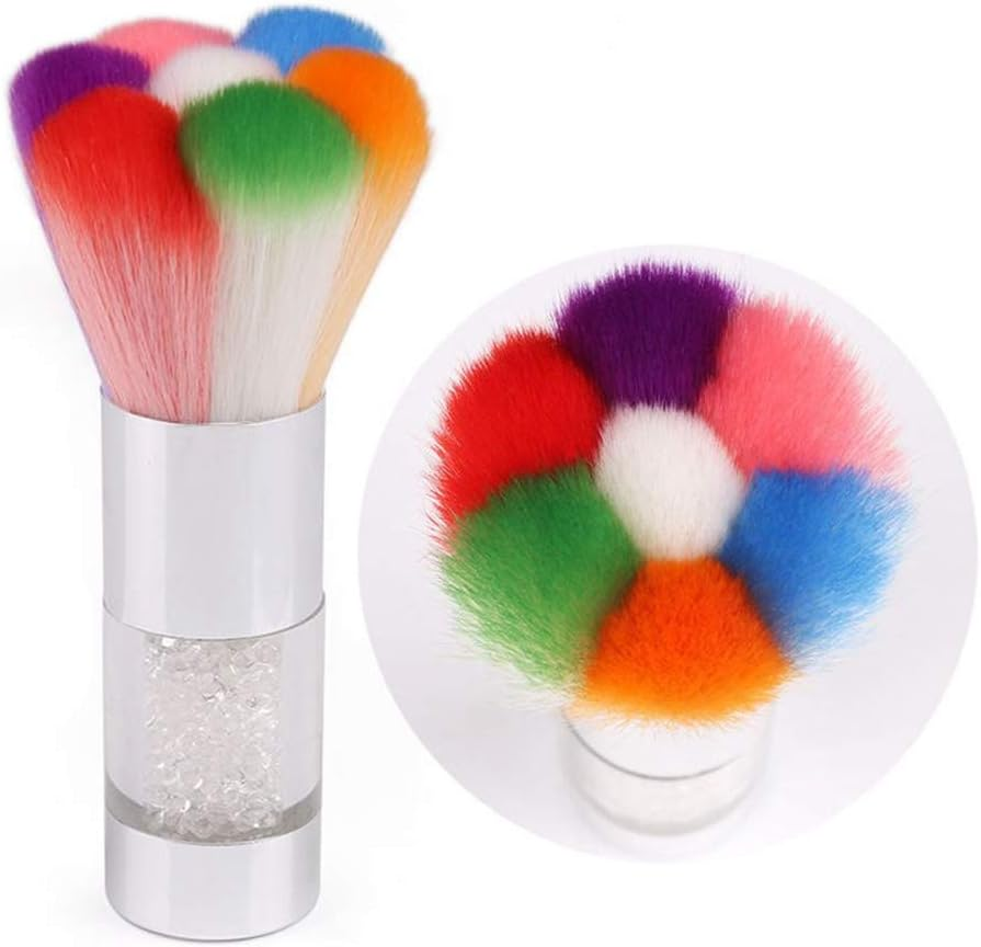 Nail Brush Nails Dust Cleaner Acrylic Colourful Makeup Brush Cleaning Dust Brush Nail Art Tools (Silver) image number 2